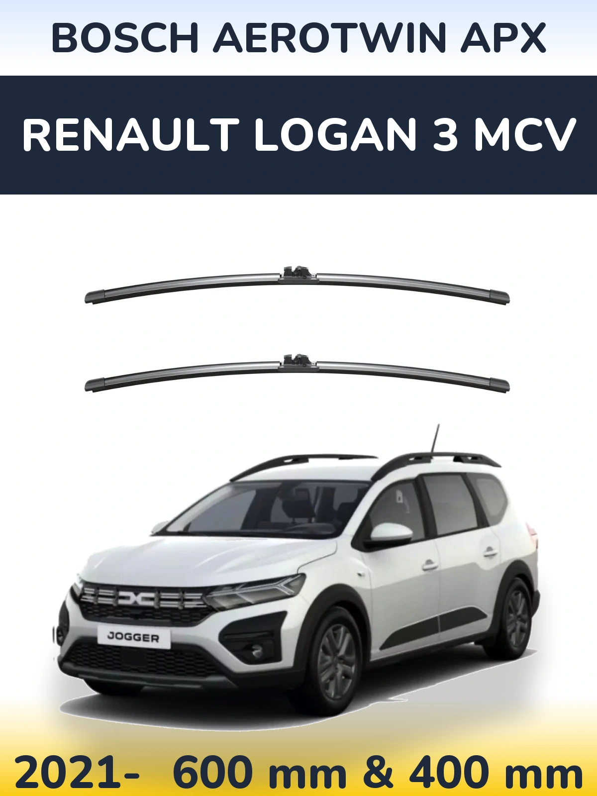 Komplet przednich wycieraczek BOSCH AeroTwin APX 600 & 400 mm do Renault Logan 3 MCV 2021-2026