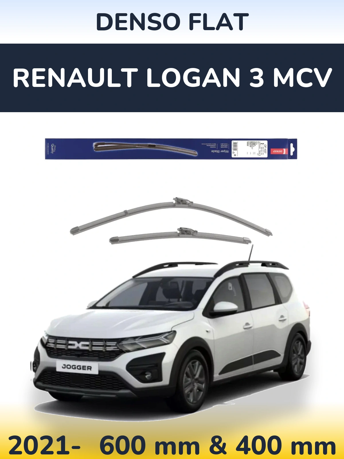 Komplet przednich wycieraczek Denso Flat 600 & 400 mm do Renault Logan 3 MCV 2021-2026