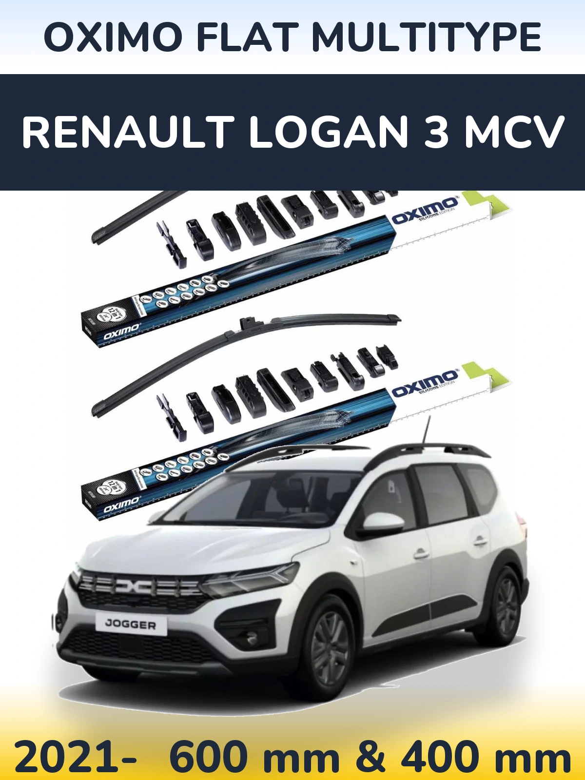 Komplet przednich wycieraczek Oximo Flat MultiType 600 & 400 mm do Renault Logan 3 MCV 2021-2026