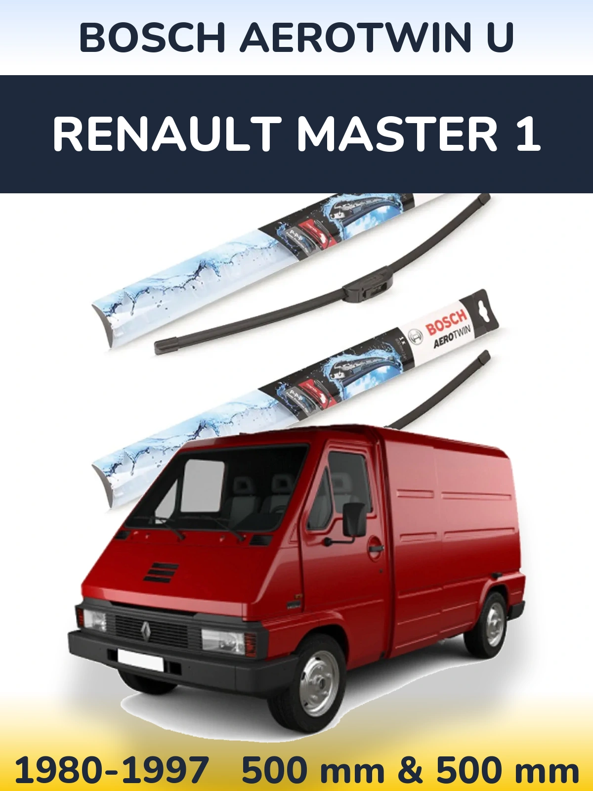 Комплект передних дворников BOSCH AeroTwin U 500 & 500 мм для Renault Master 1 1980-1997