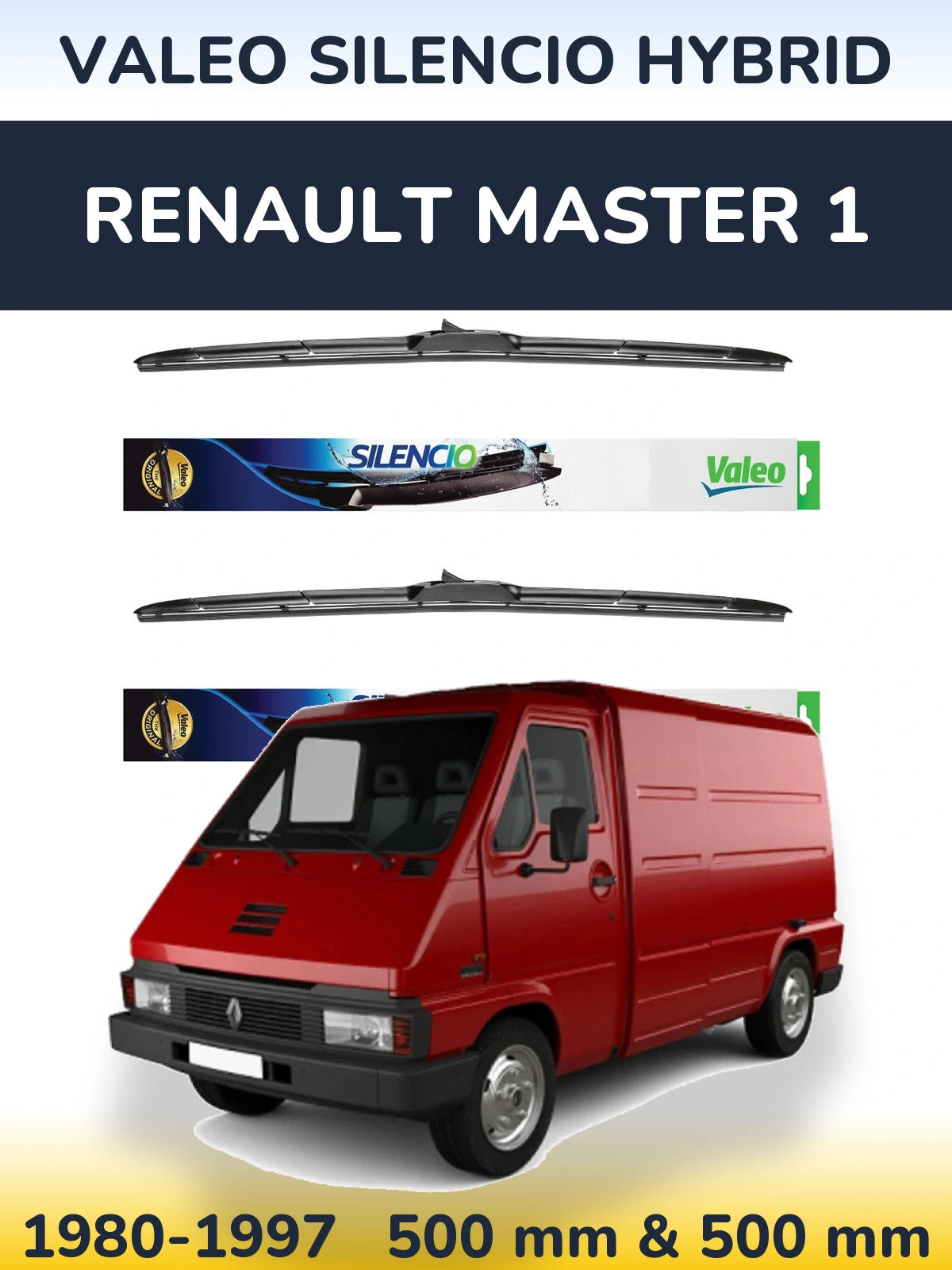 Комплект передних дворников Valeo Silencio Hybrid 500 & 500 мм для Renault Master 1 1980-1997