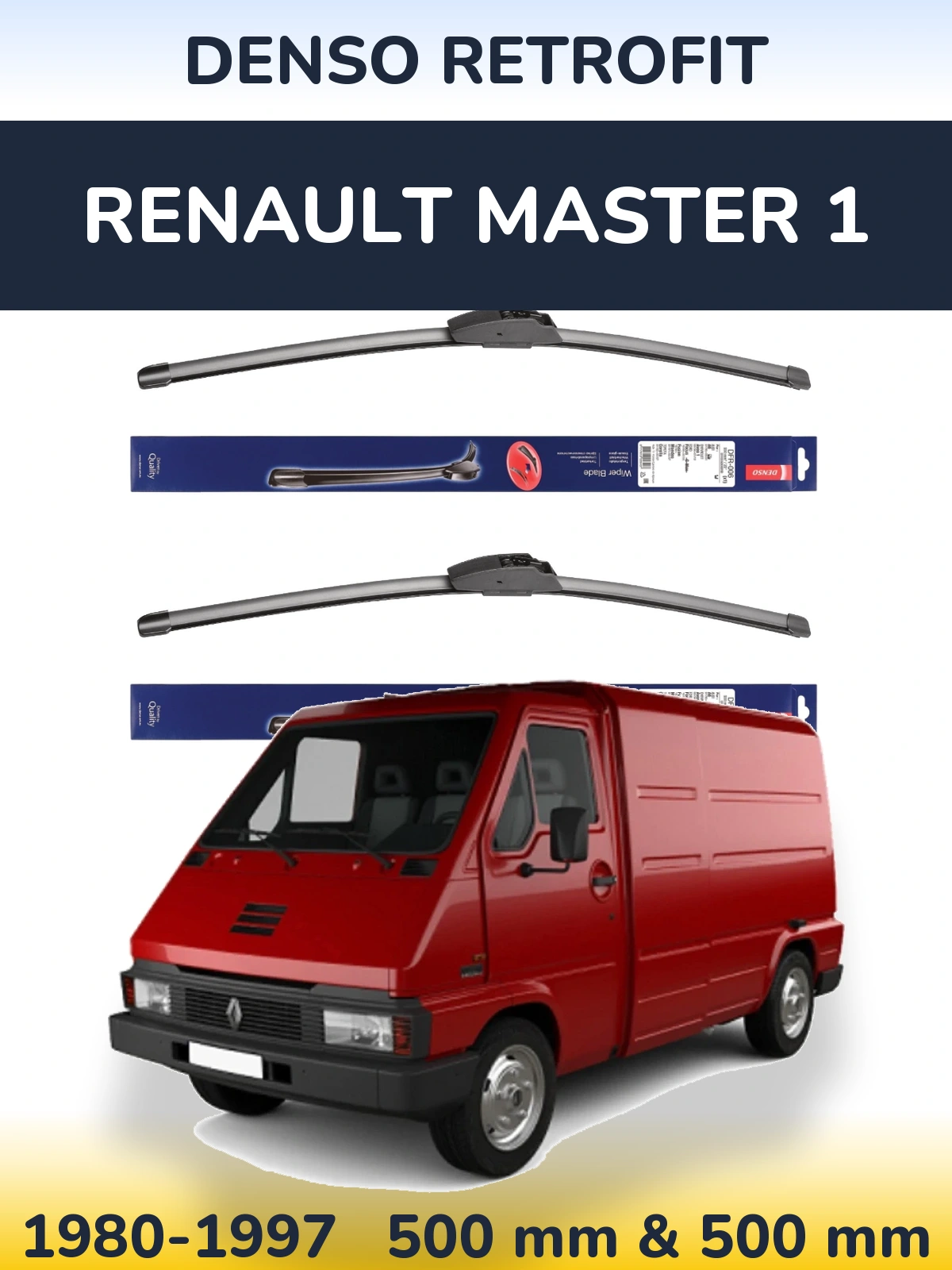 Komplet przednich wycieraczek Denso Retrofit 500 & 500 mm do Renault Master 1 1980-1997