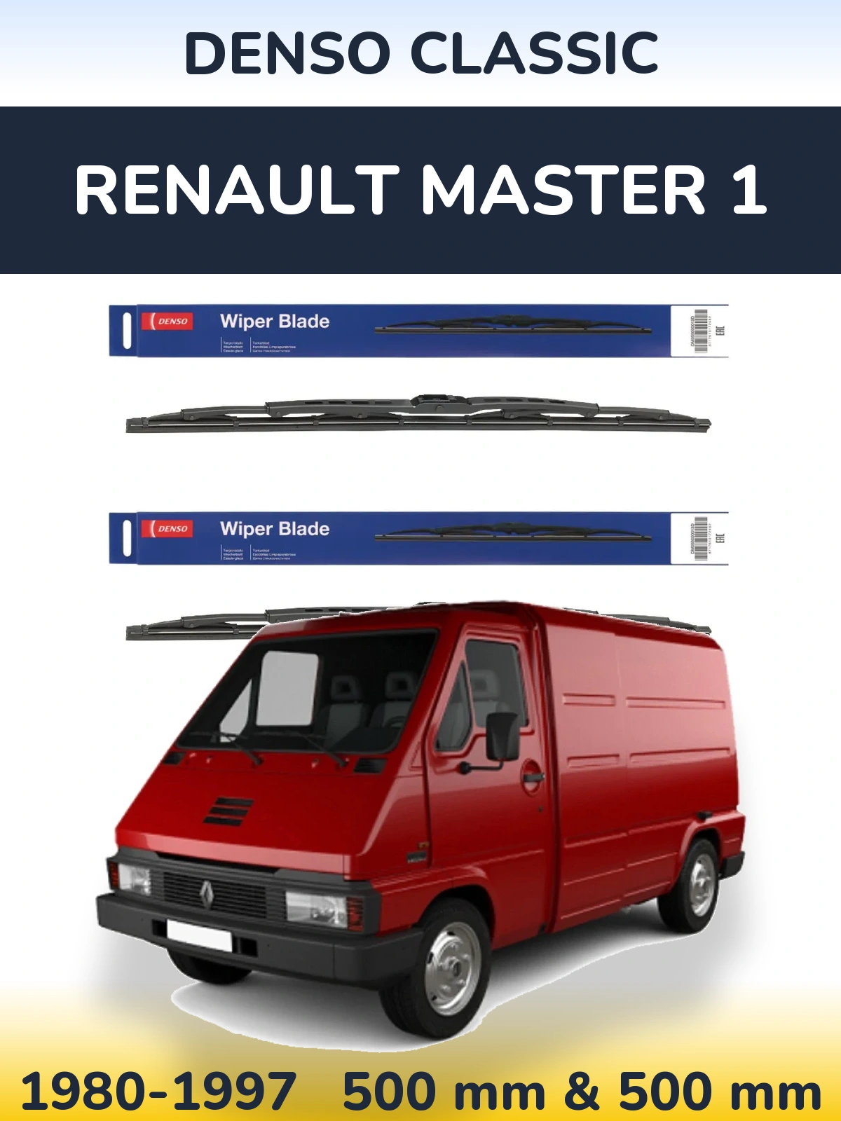 Front wiper blade set Denso Classic 500 & 500 мм for Renault Master 1 1980-1997
