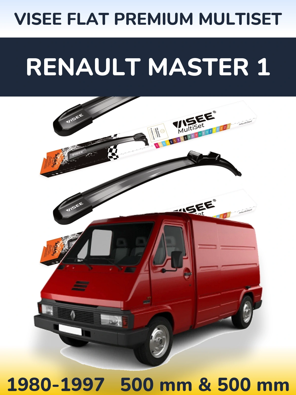Front wiper blade set VISEE FLAT PREMIUM MultiSet 500 & 500 мм for Renault Master 1 1980-1997