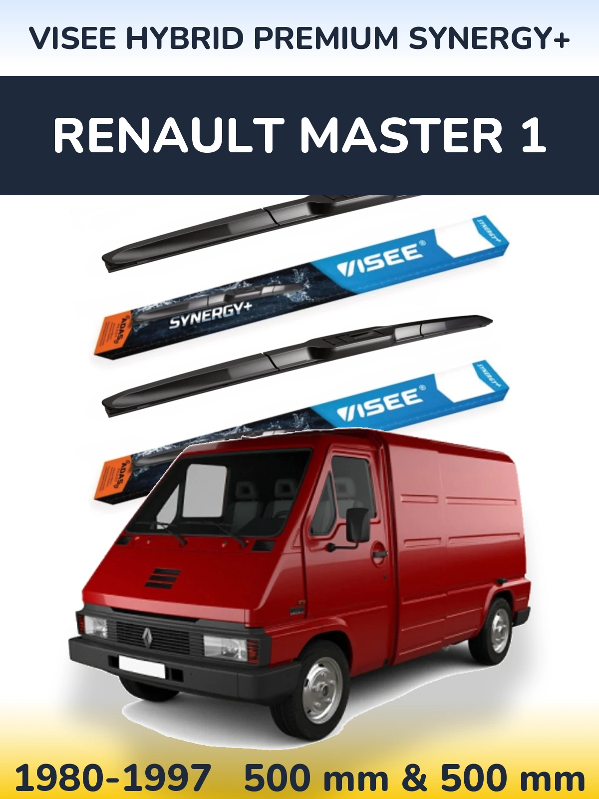 Комплект передних дворников VISEE HYBRID PREMIUM SYNERGY+ 500 & 500 мм для Renault Master 1 1980-1997