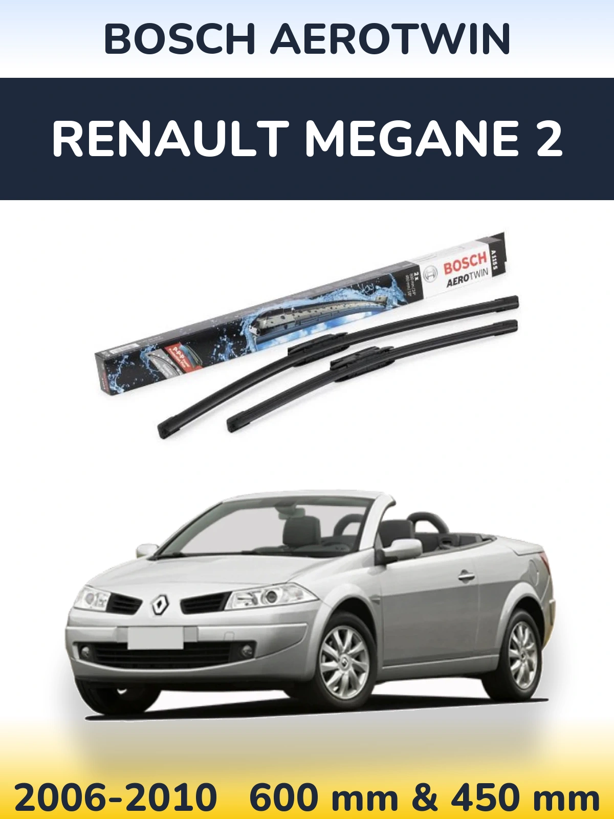 Komplet przednich wycieraczek BOSCH AeroTwin 600 & 450 mm do Renault Megane 2 2006-2010