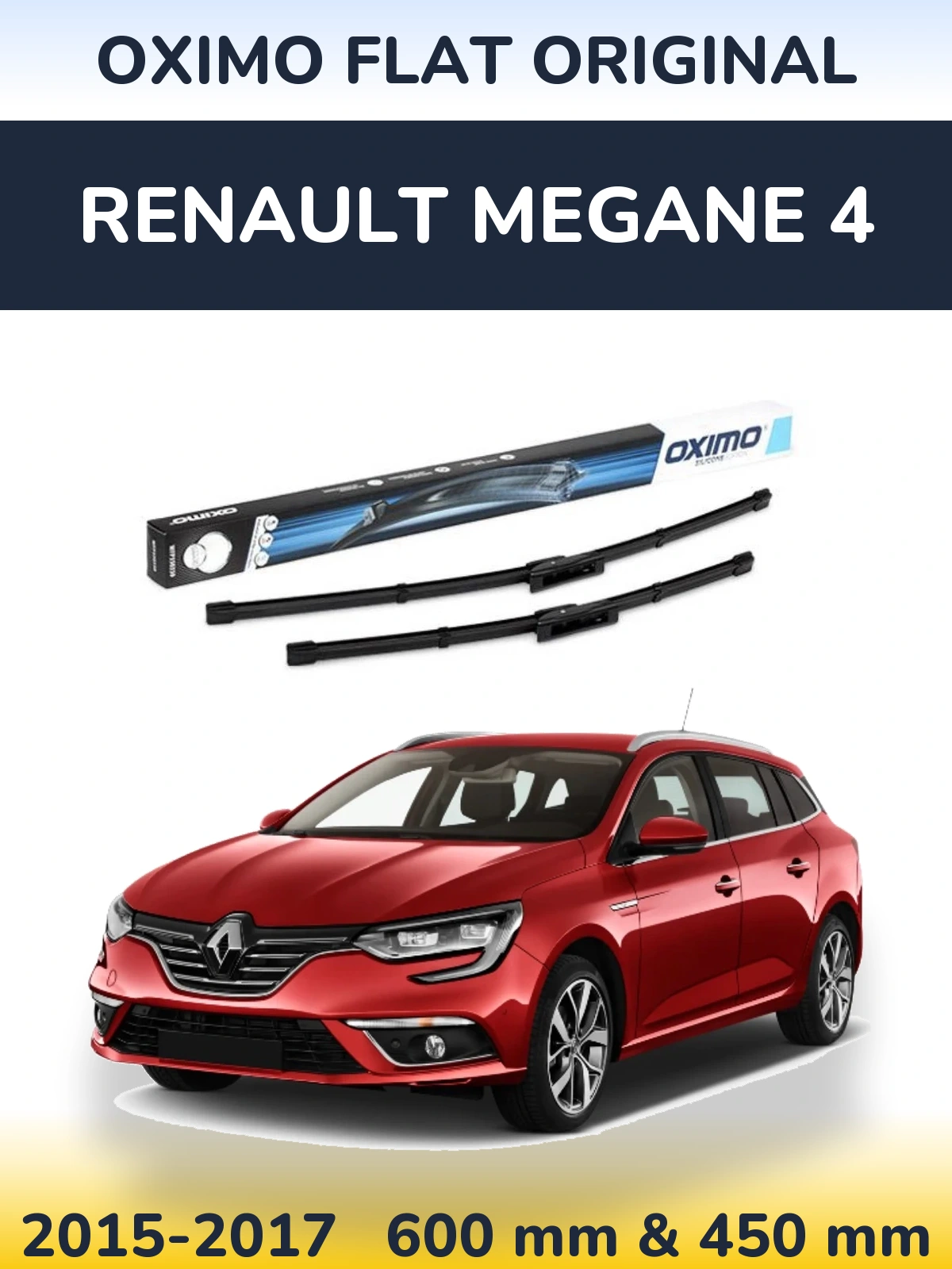 Комплект передніх щіток Oximo Flat Original 600 & 450 мм для Renault Megane 4 2015-2017