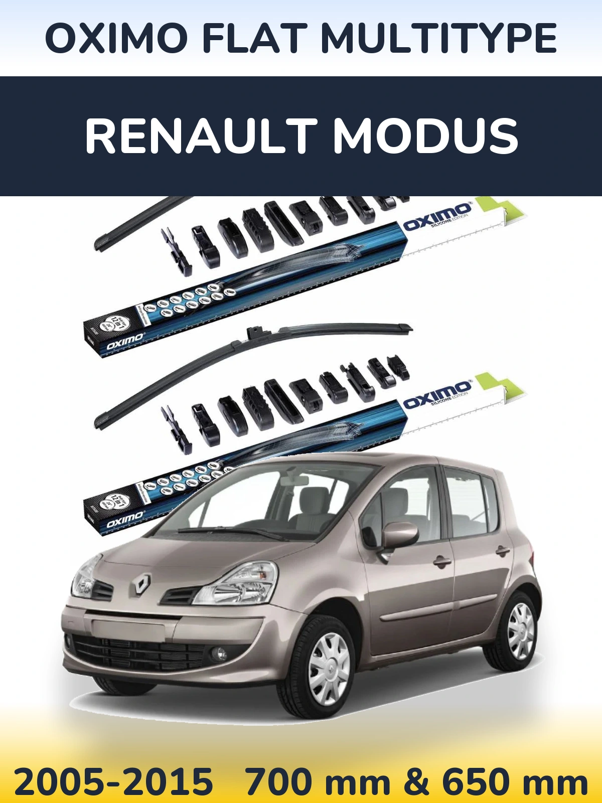 Komplet przednich wycieraczek Oximo Flat MultiType 700 & 650 mm do Renault Modus 2005-2015