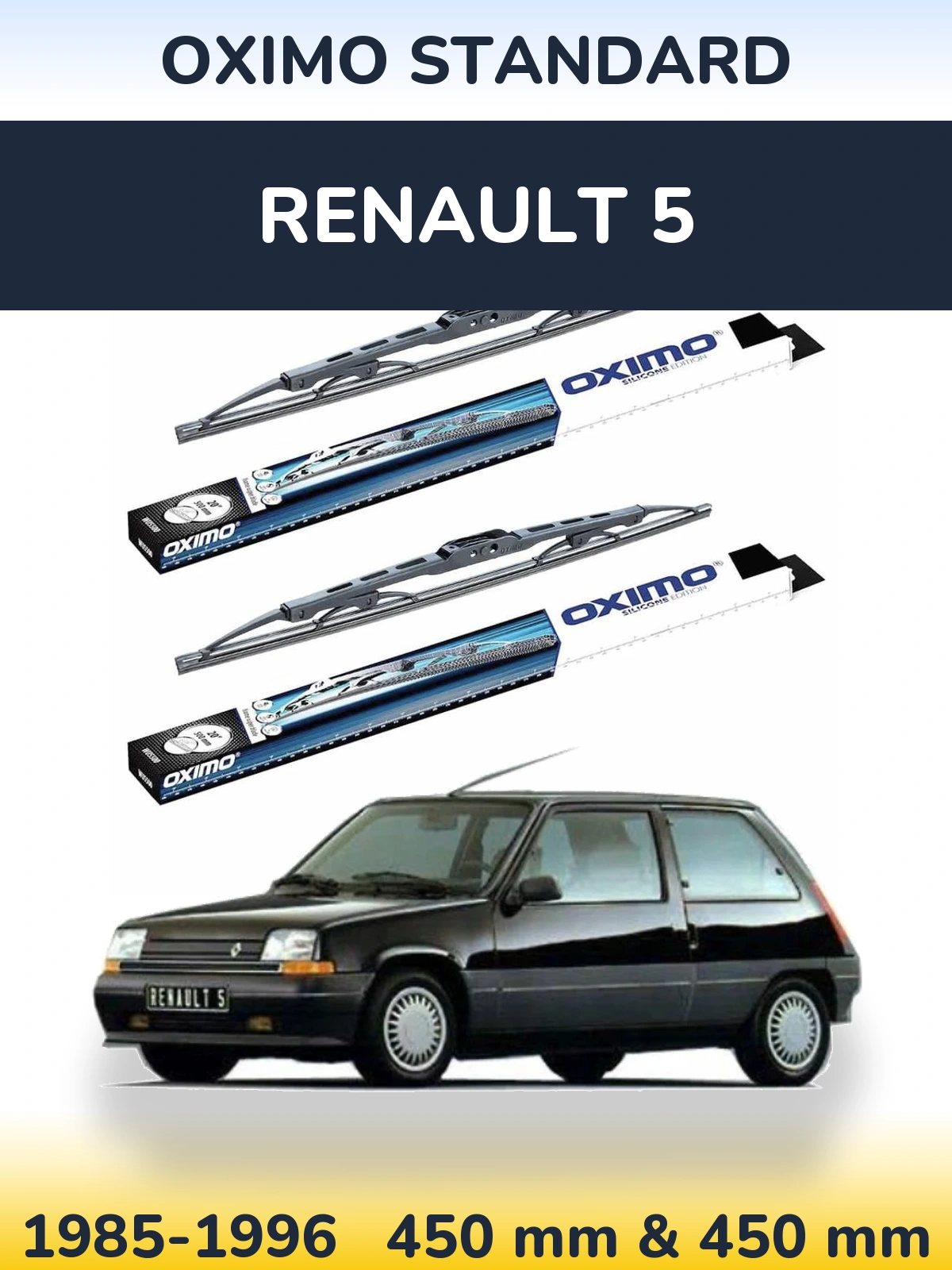Front wiper blade set Oximo Standard 450 & 450 мм for Renault 5 1985-1996