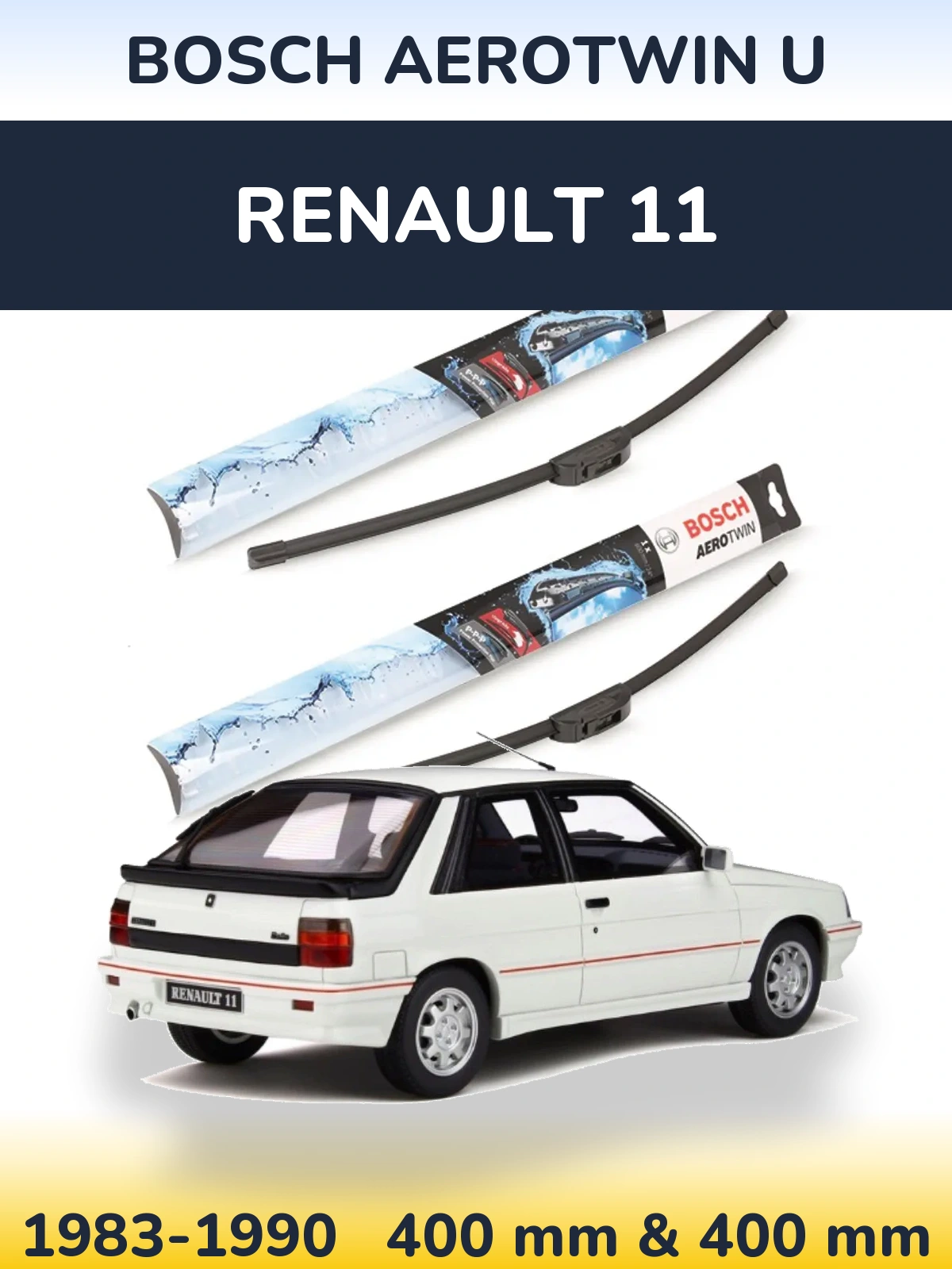 Komplet przednich wycieraczek BOSCH AeroTwin U 400 & 400 mm do Renault 11 1983-1990