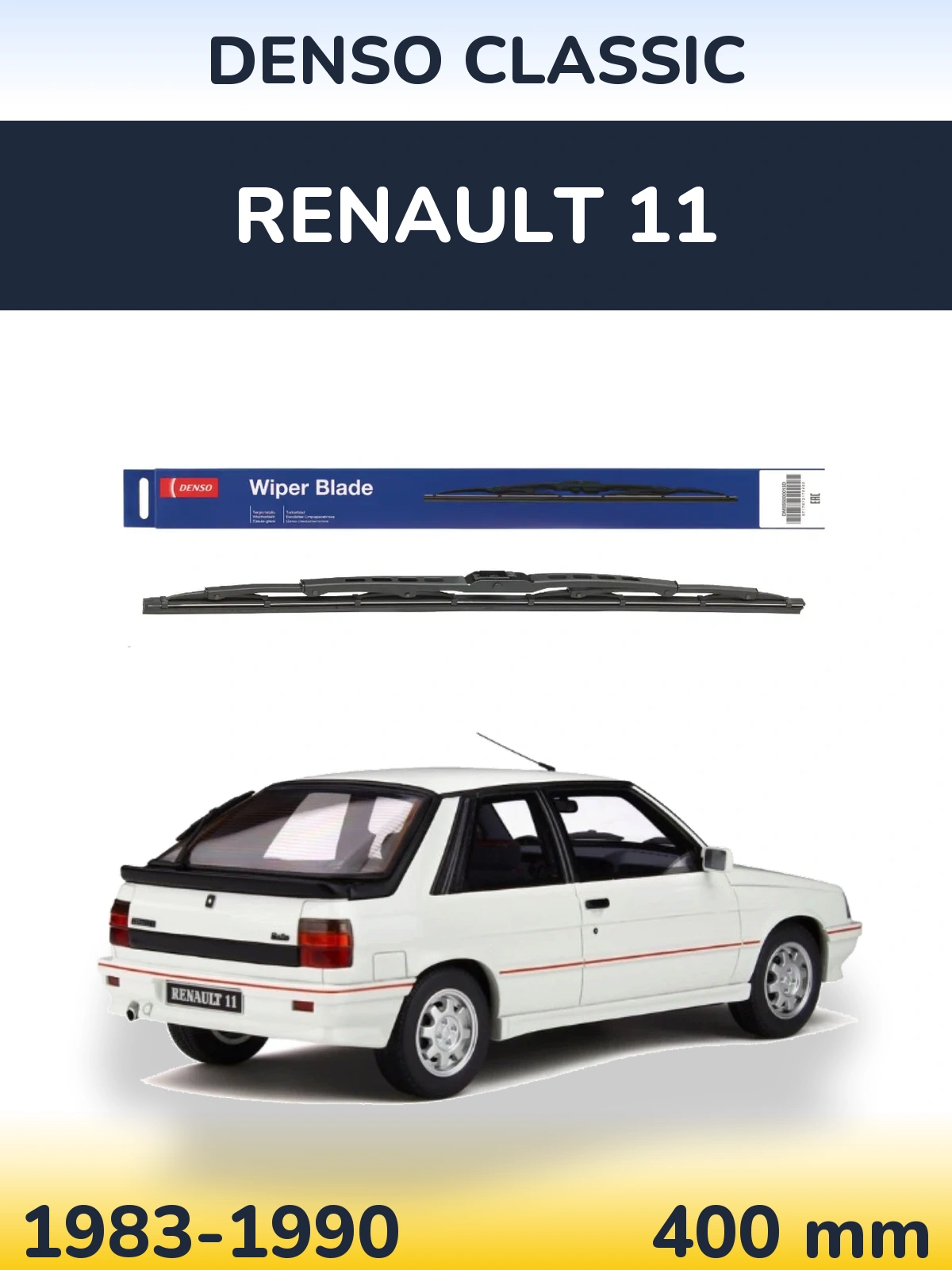 Rear wiper blade Denso Classic 400 mm for Renault 11 1983-1990