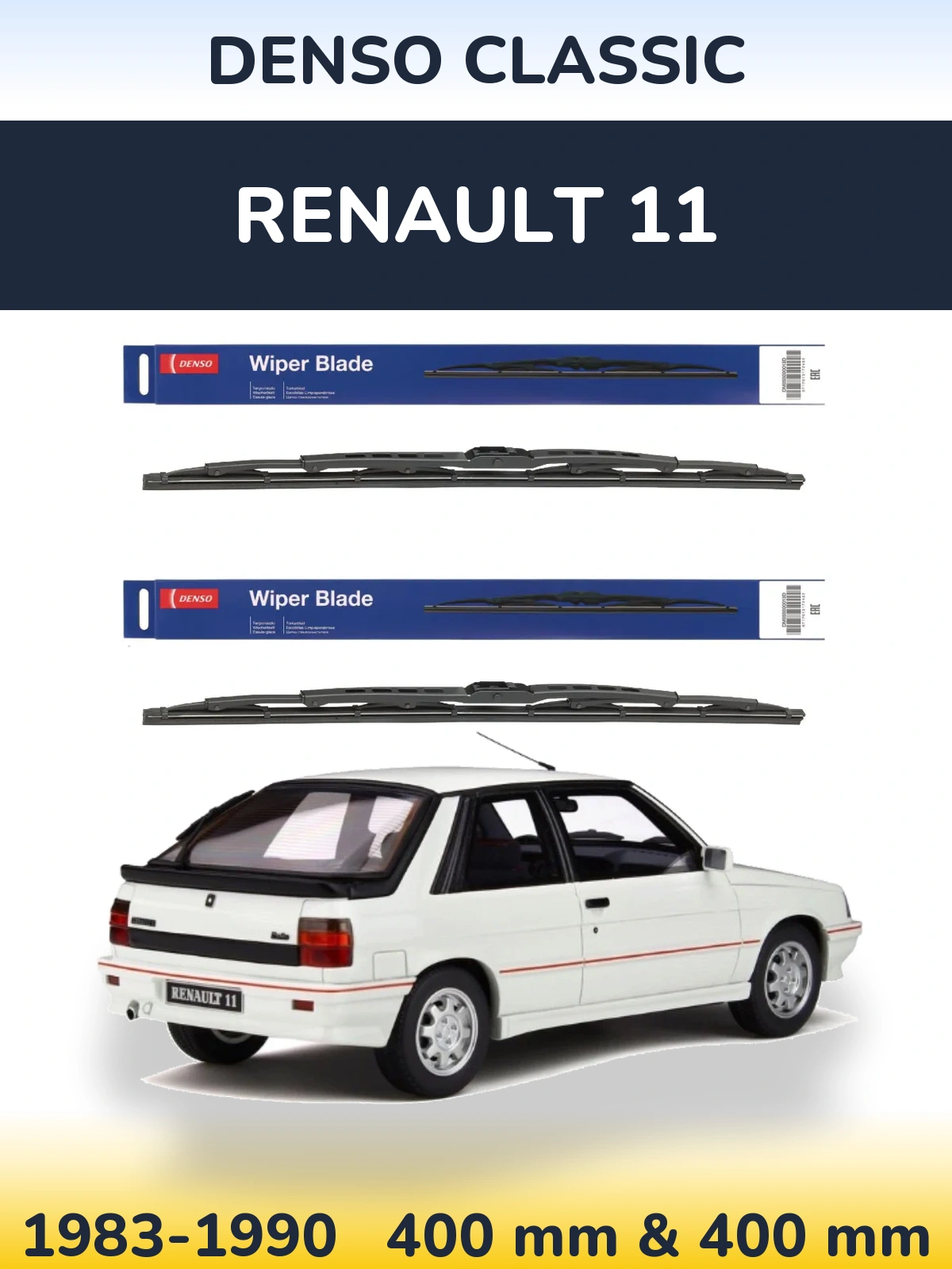 Komplet przednich wycieraczek Denso Classic 400 & 400 mm do Renault 11 1983-1990