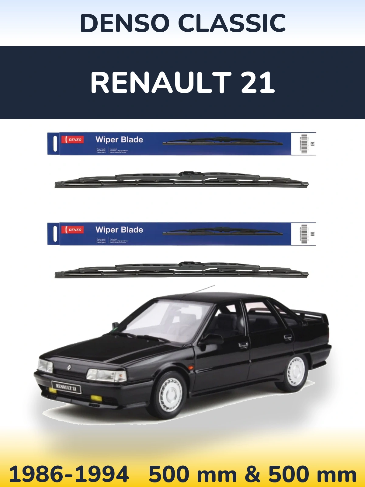 Komplet przednich wycieraczek Denso Classic 500 & 500 mm do Renault 21 1986-1994