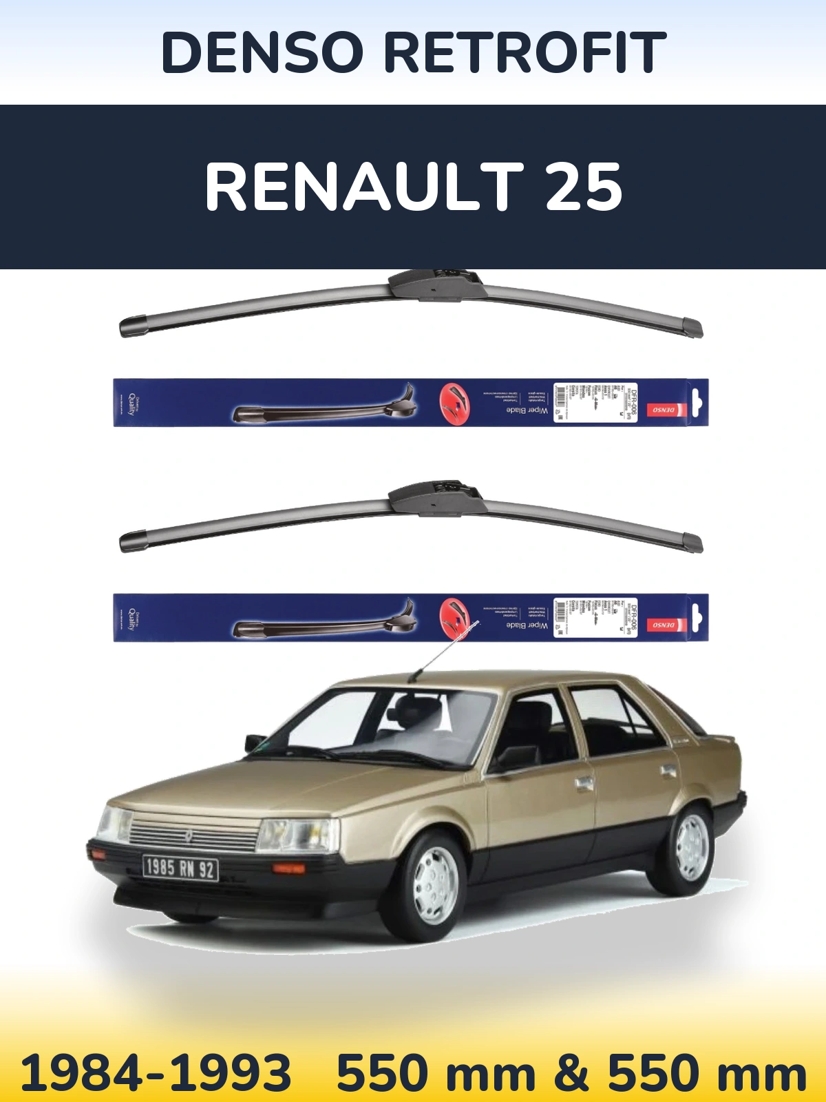 Front wiper blade set Denso Retrofit 550 & 550 мм for Renault 25 1984-1993