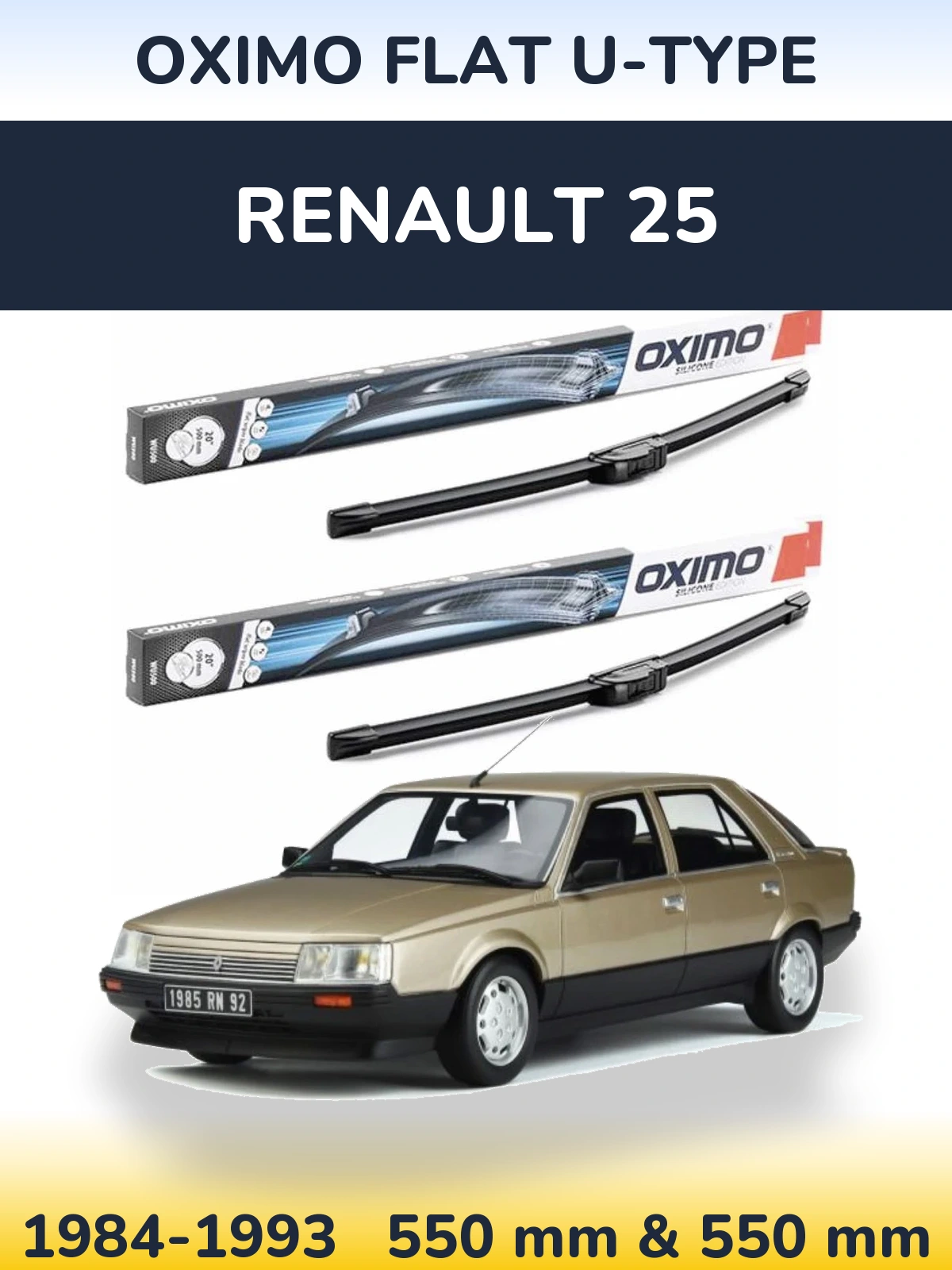 Комплект передних дворников Oximo Flat U-type 550 & 550 мм для Renault 25 1984-1993