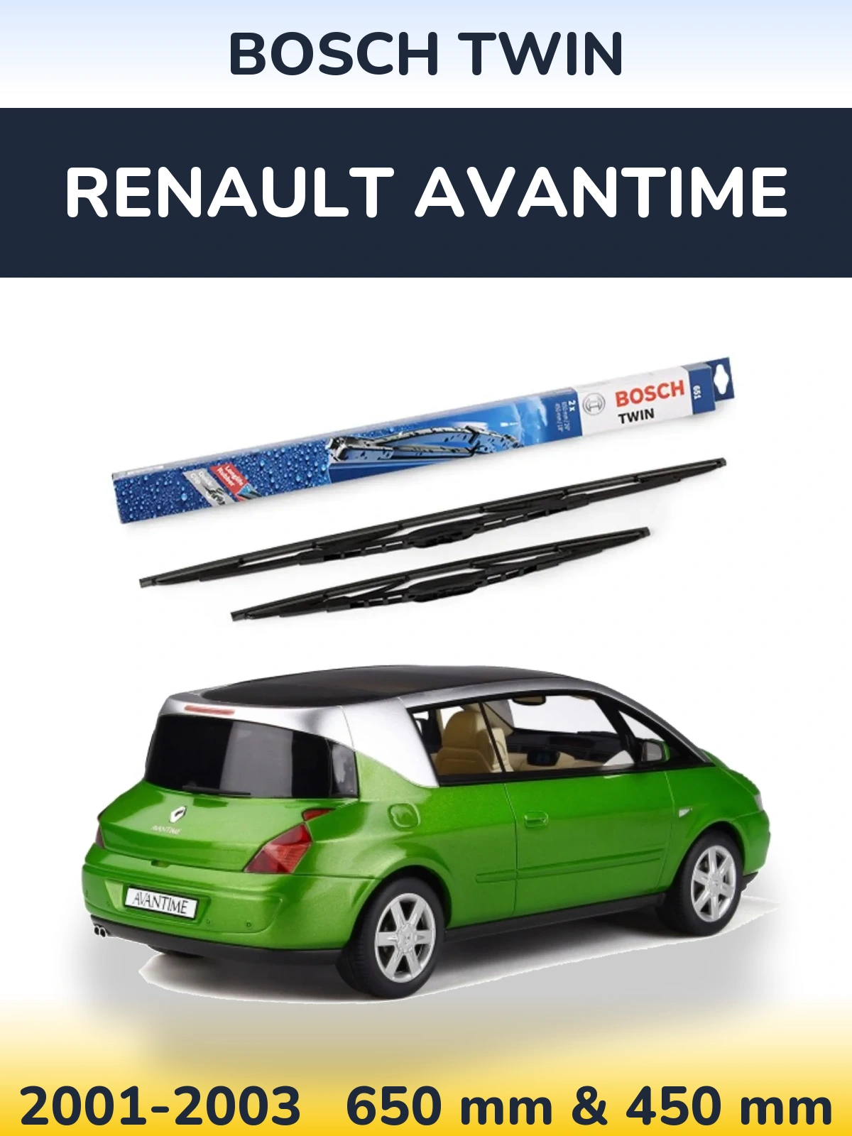 Комплект передніх щіток BOSCH Twin 650 & 450 мм для Renault Avantime 2001-2003