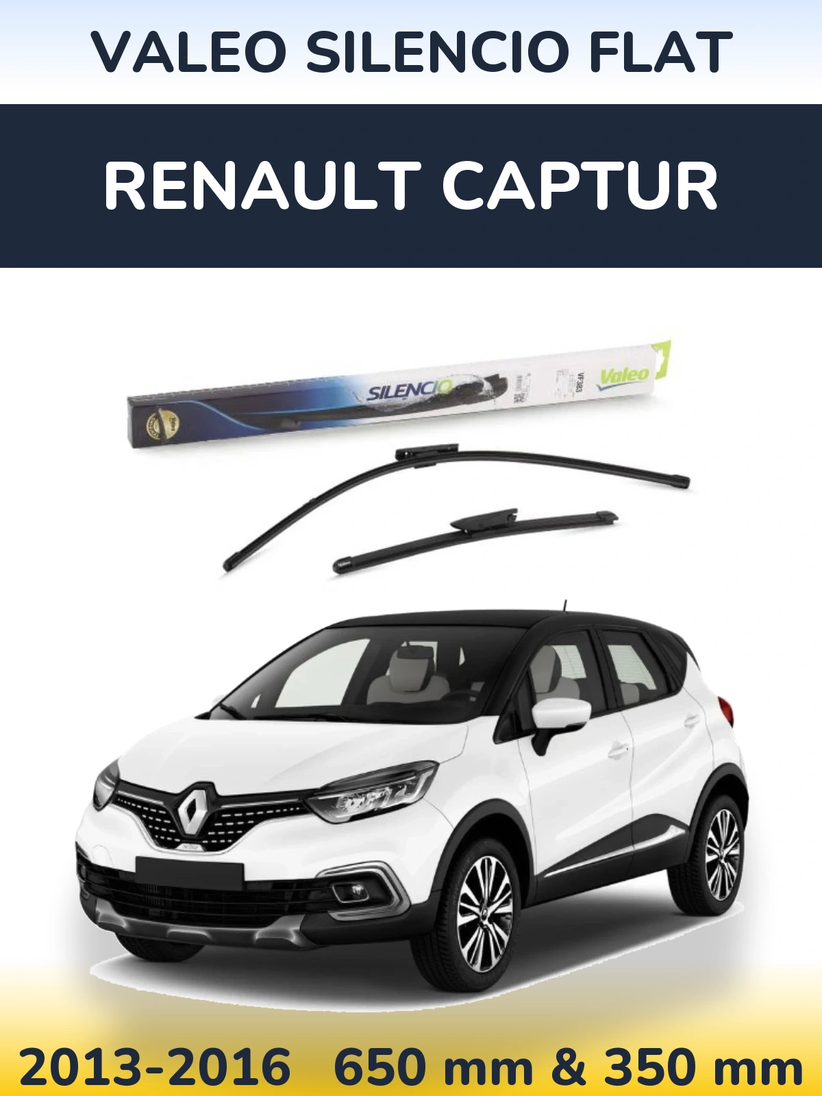 Front wiper blade set Valeo Silencio Flat 650 & 350 mm for Renault Captur 2013-2016