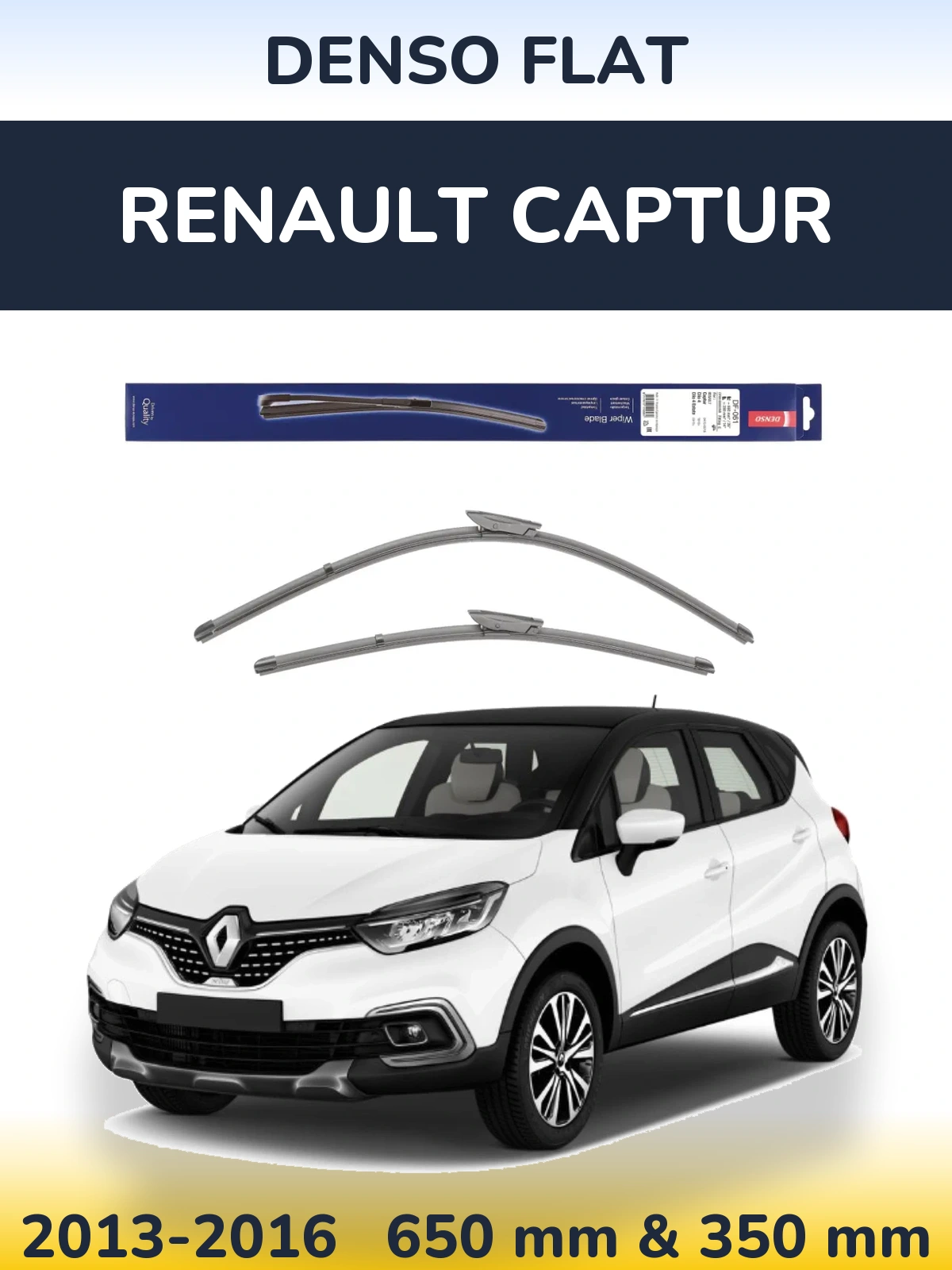 Front wiper blade set Denso Flat 650 & 350 мм for Renault Captur 2013-2016