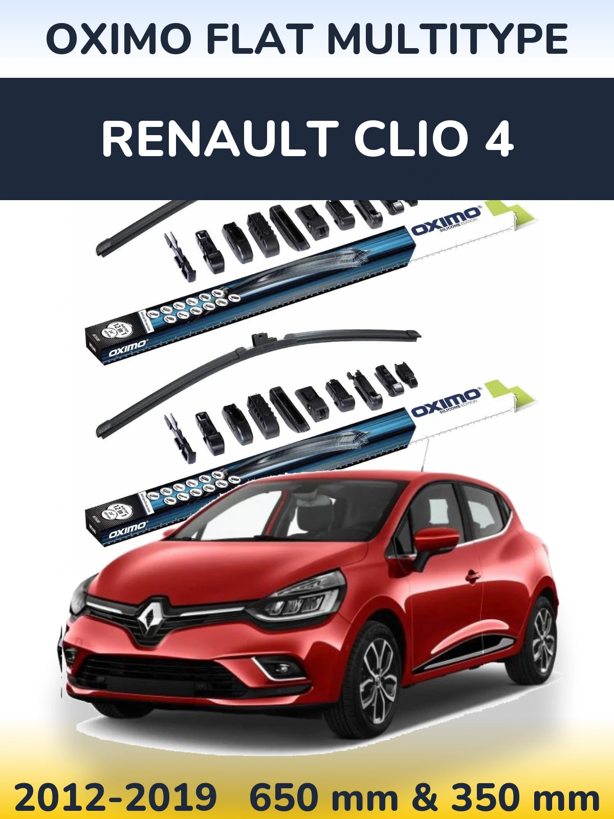 Front wiper blade set Oximo Flat MultiTypee 650 & 350 мм for Renault Clio 4 2012-2019