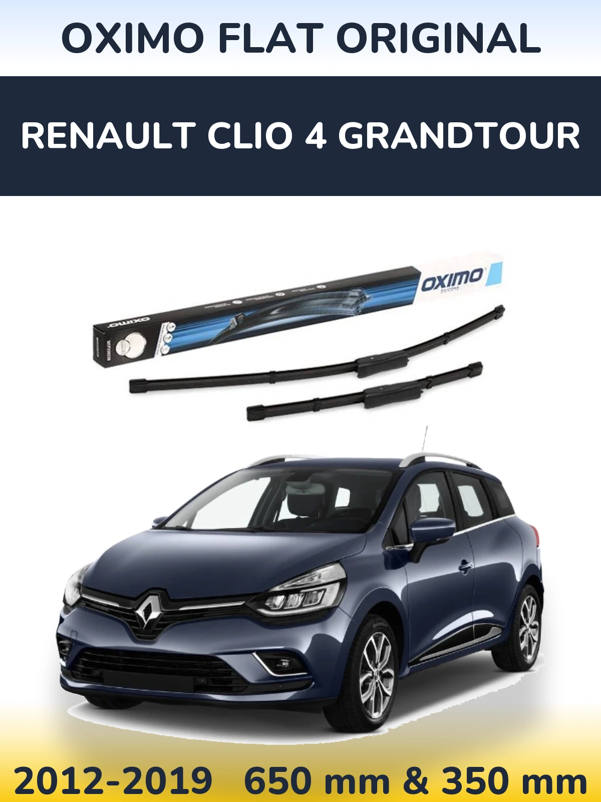 Комплект передних дворников Oximo Flat Original 650 & 350 мм для Renault Clio 4 Grandtour 2012-2019