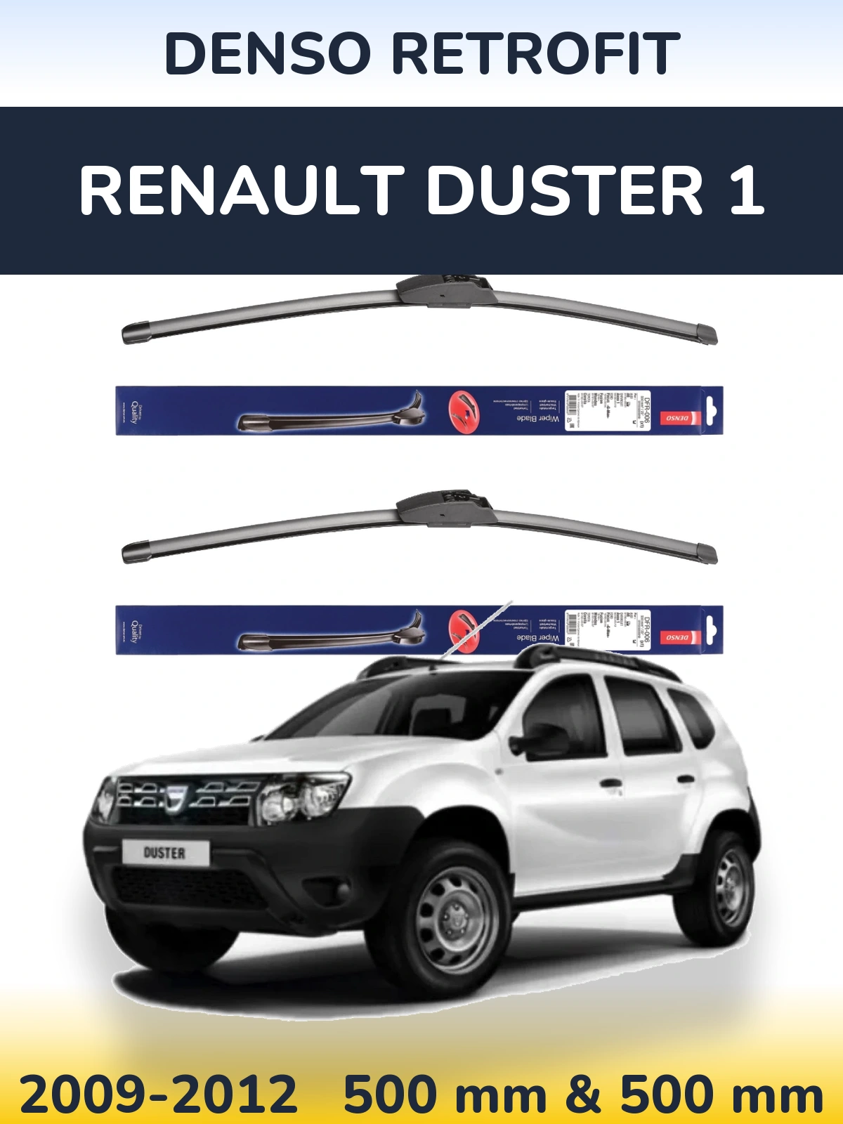 Komplet przednich wycieraczek Denso Retrofit 500 & 500 mm do Renault Duster 1 2009-2012
