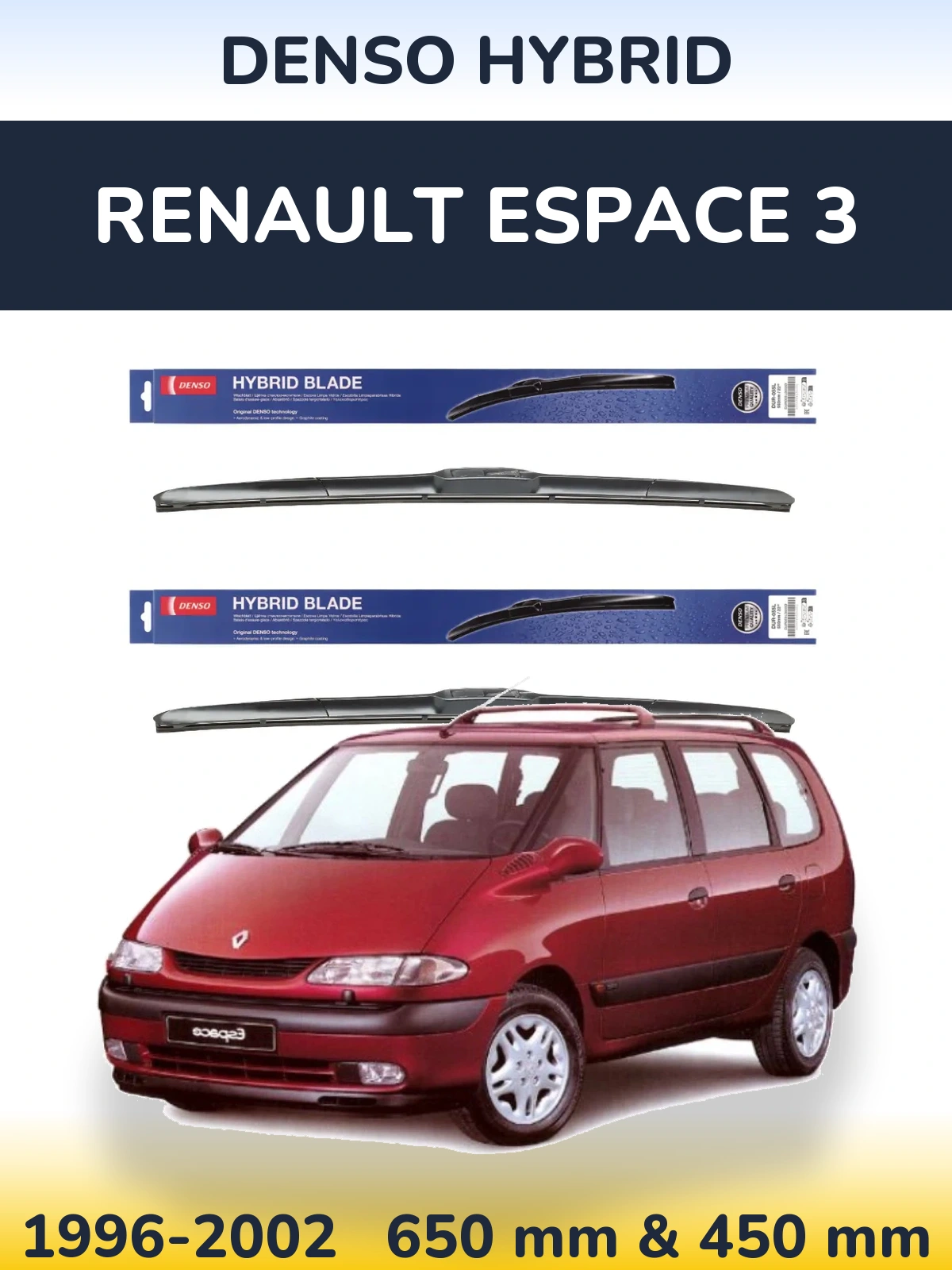 Komplet przednich wycieraczek Denso Hybrid 650 & 450 mm do Renault Espace 3 1996-2002