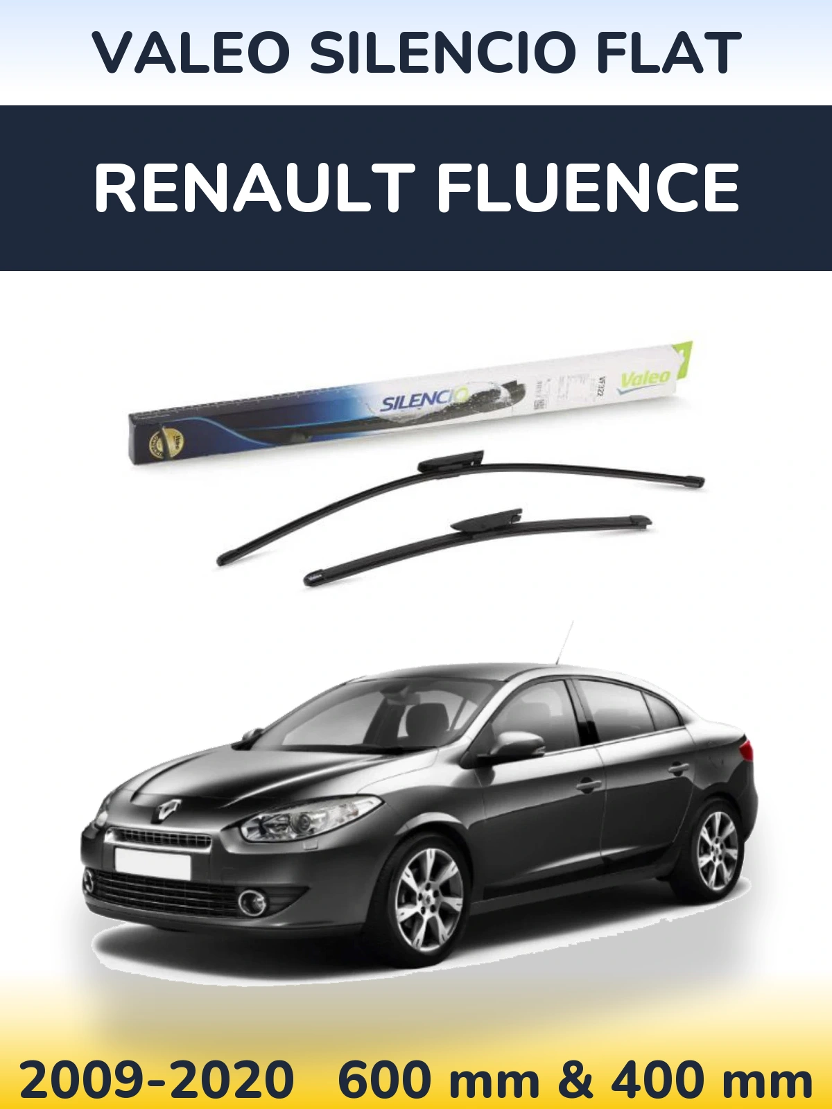 Komplet przednich wycieraczek Valeo Silencio Flat 600 & 400 mm do Renault Fluence 2009-2020