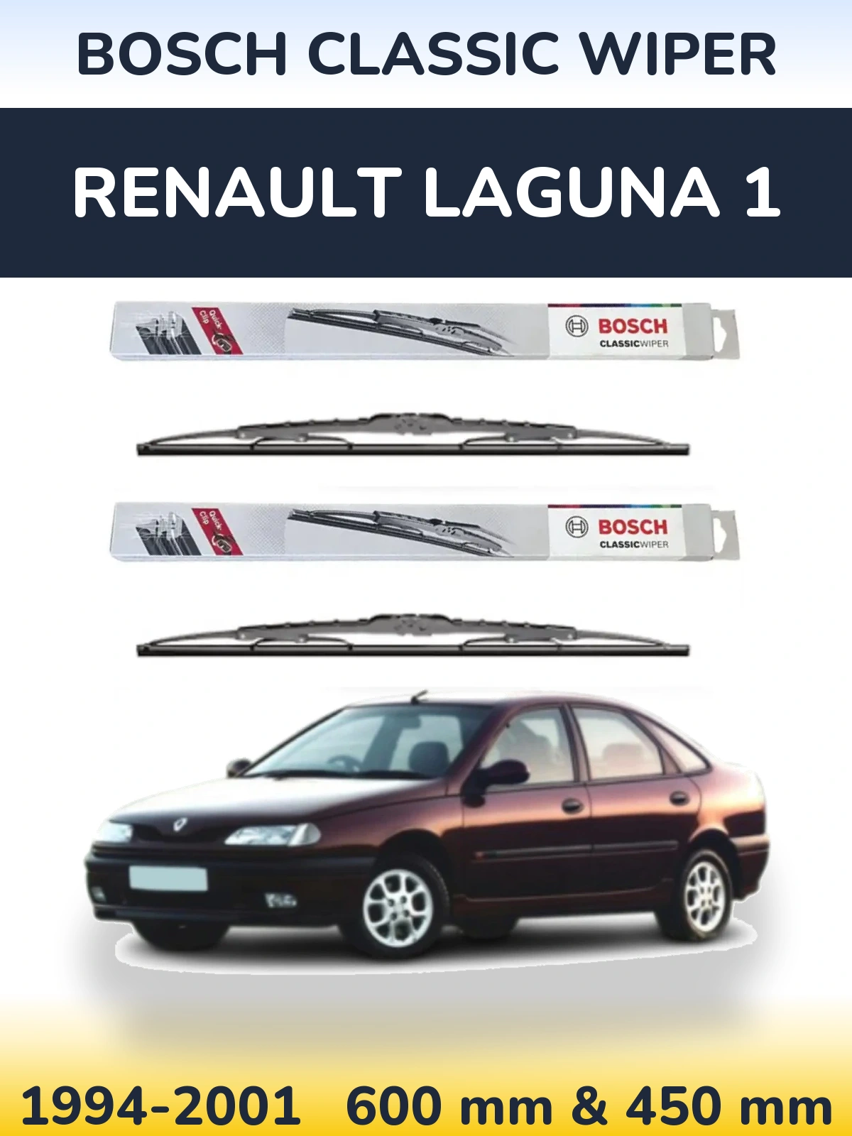 Комплект передніх щіток BOSCH Classic Wiper 600 & 450 мм для Renault Laguna 1 1994-2001