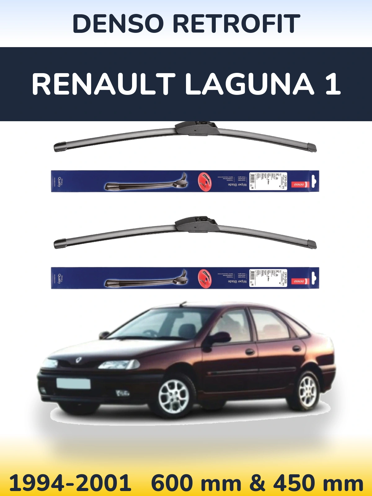 Комплект передних дворников Denso Retrofit 600 & 450 мм для Renault Laguna 1 1994-2001