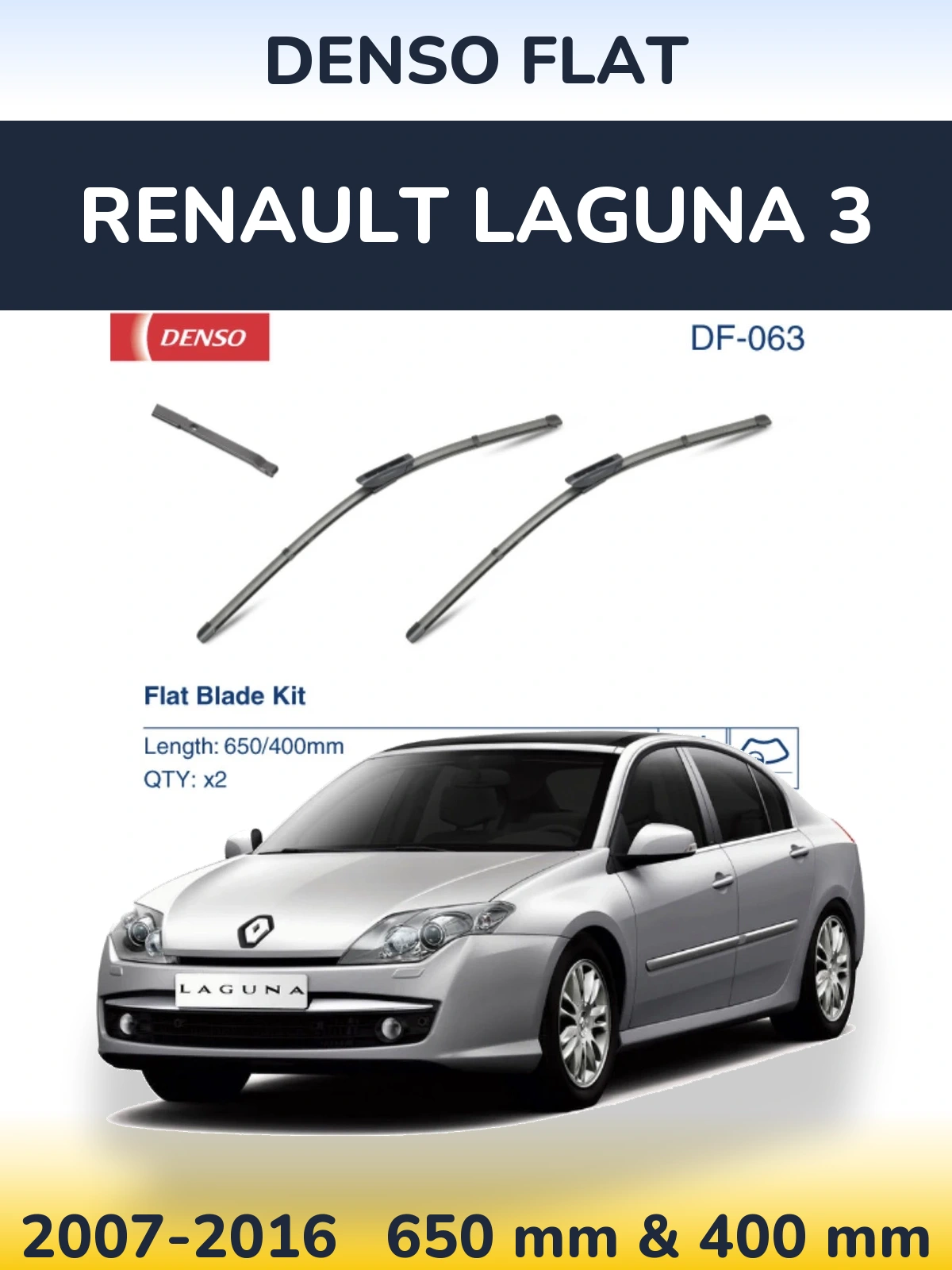 Komplet przednich wycieraczek Denso Flat 650 & 400 mm do Renault Laguna 3 2007-2016