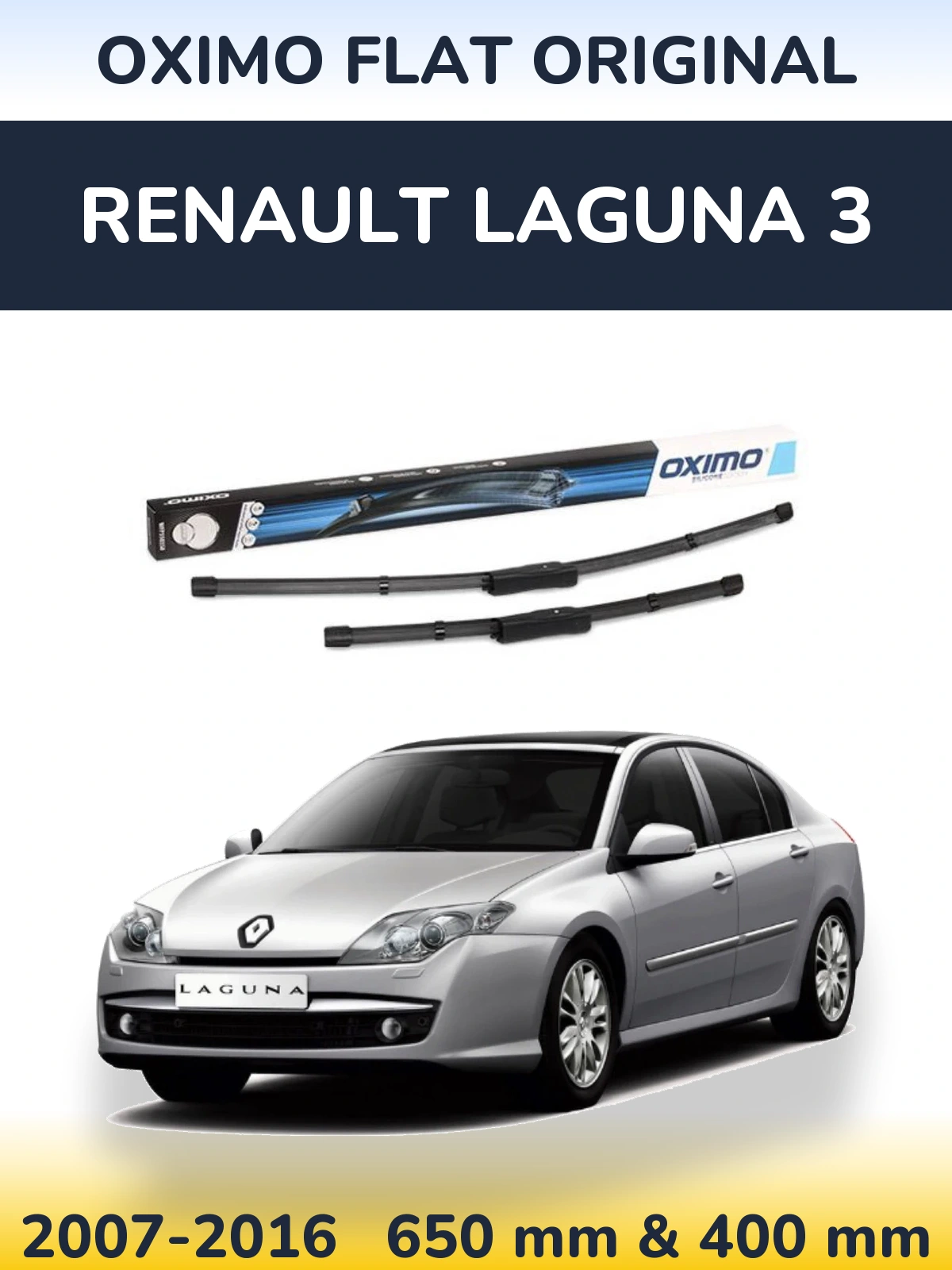 Front wiper blade set Oximo Flat Original 650 & 400 мм for Renault Laguna 3 2007-2016