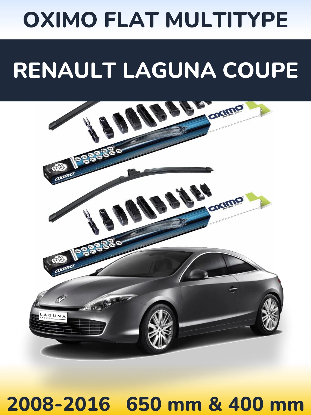 Komplet przednich wycieraczek Oximo Flat MultiType 650 & 400 mm do Renault Laguna Coupe 2008-2016