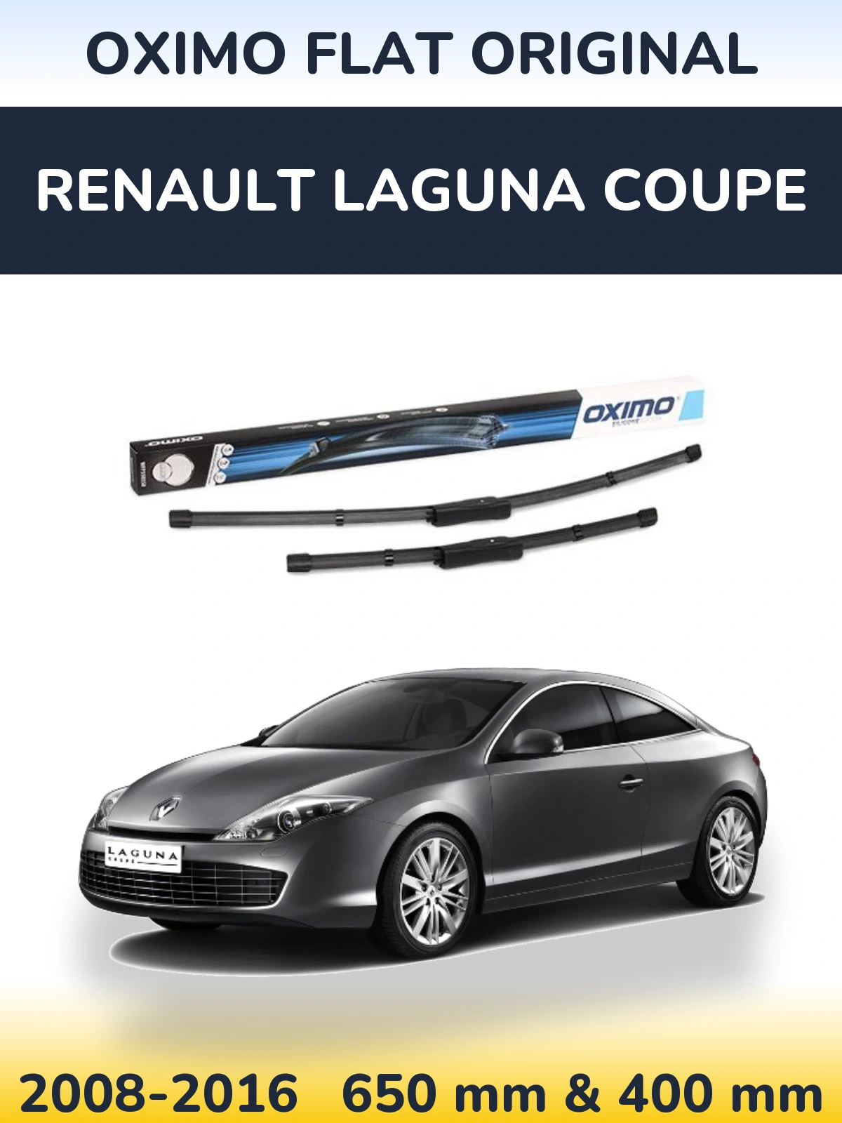 Front wiper blade set Oximo Flat Original 650 & 400 mm for Renault Laguna Coupe 2008-2016