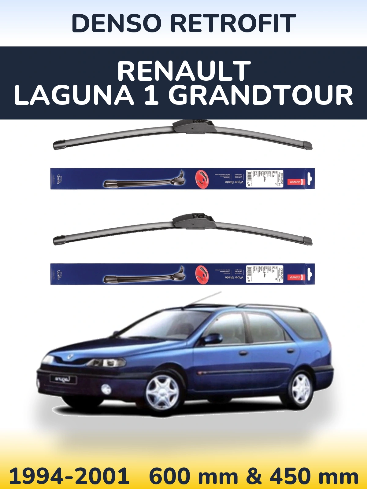Комплект передних дворников Denso Retrofit 600 & 450 мм для Renault Laguna 1 Grandtour 1994-2001
