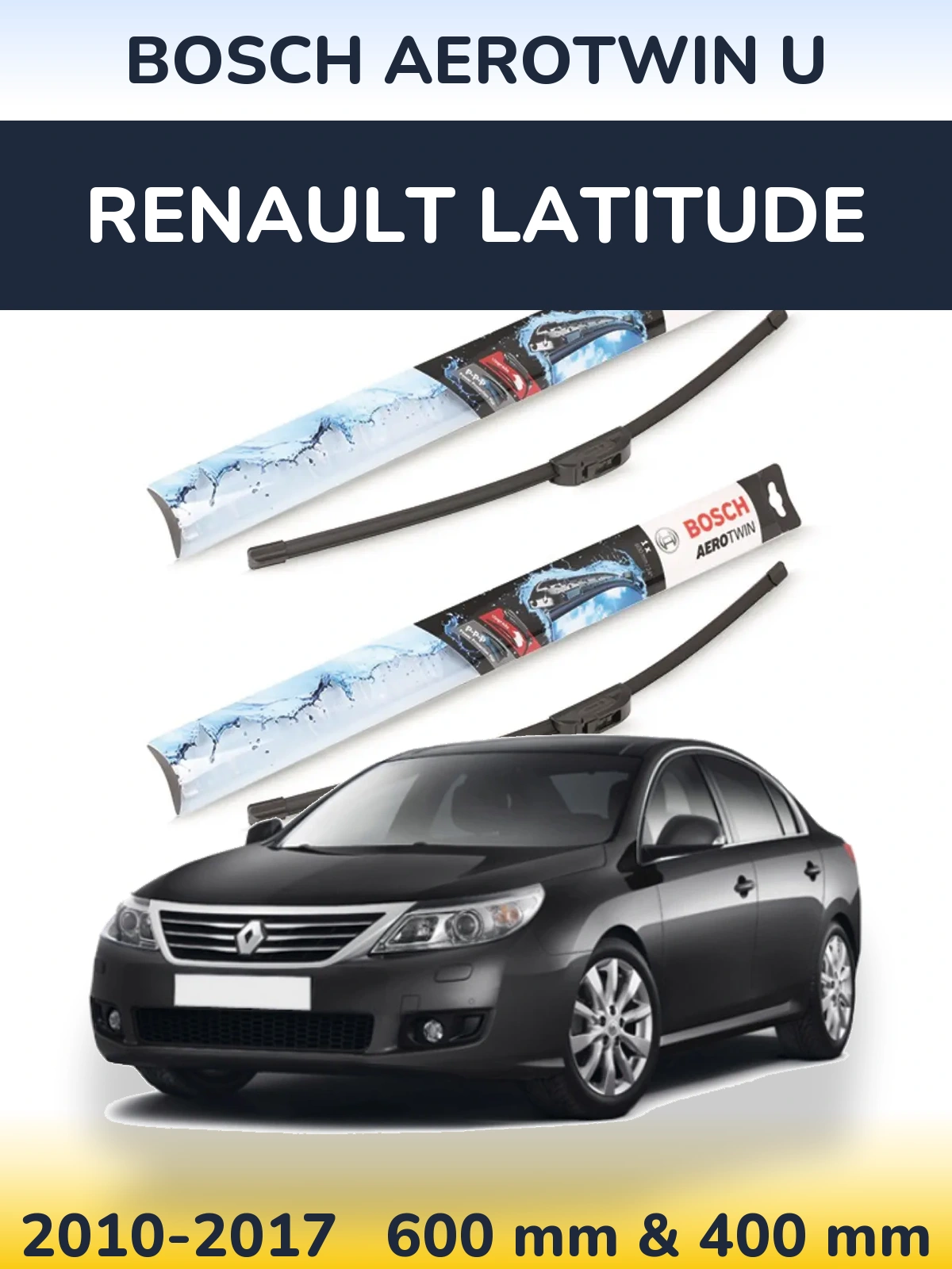 Front wiper blade set BOSCH AeroTwin U 600 & 400 мм for Renault Latitude 2010-2017