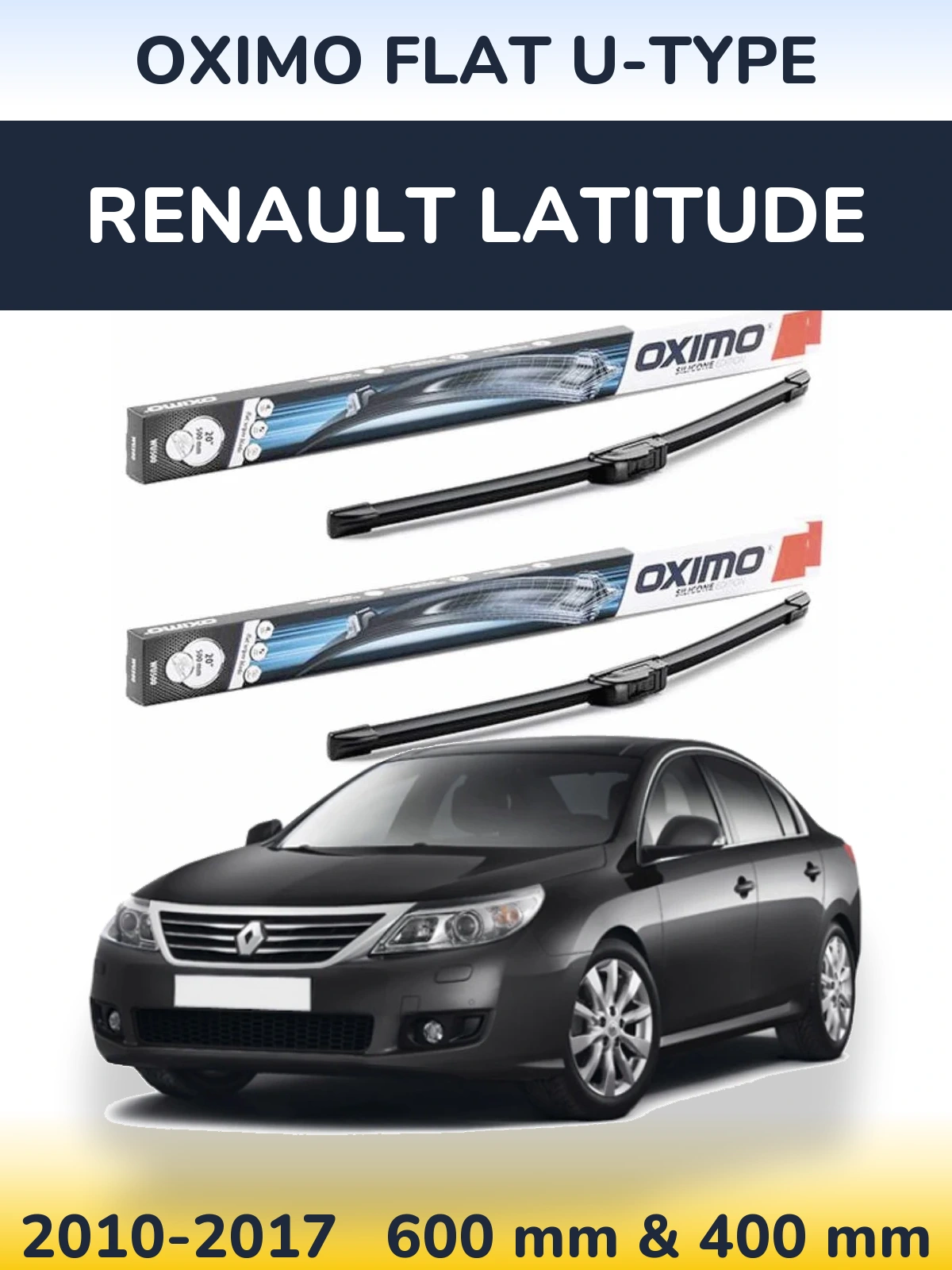 Front wiper blade set Oximo Flat U-type 600 & 400 мм for Renault Latitude 2010-2017