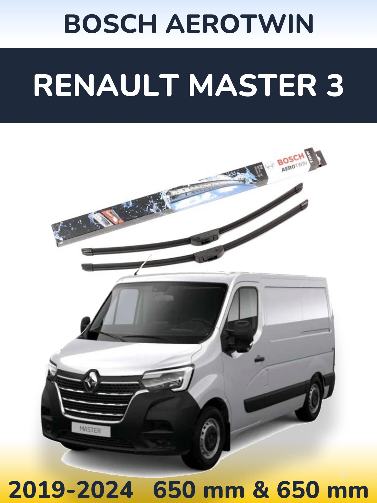 Комплект передних дворников BOSCH AeroTwin 650 & 650 мм для Renault Master 3 2019-2024