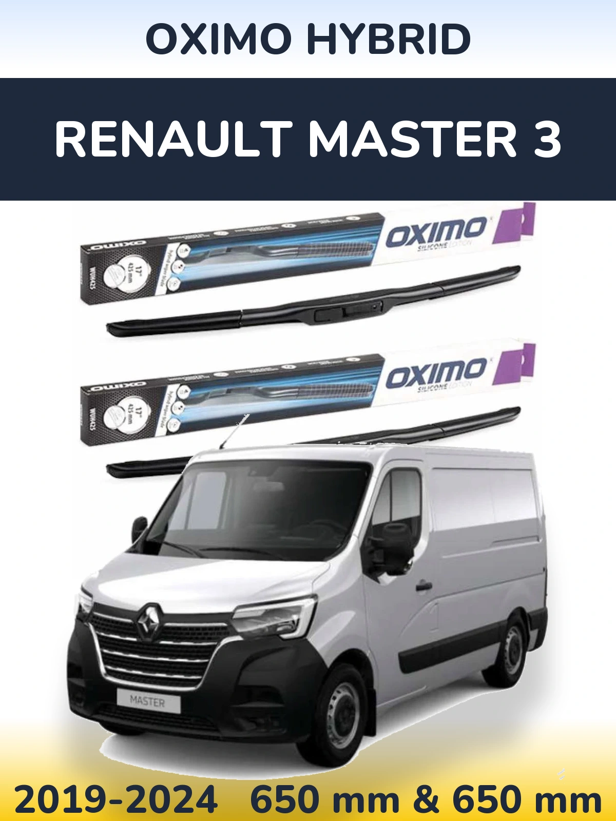 Komplet przednich wycieraczek Oximo Hybrid 650 & 650 mm do Renault Master 3 2019-2024