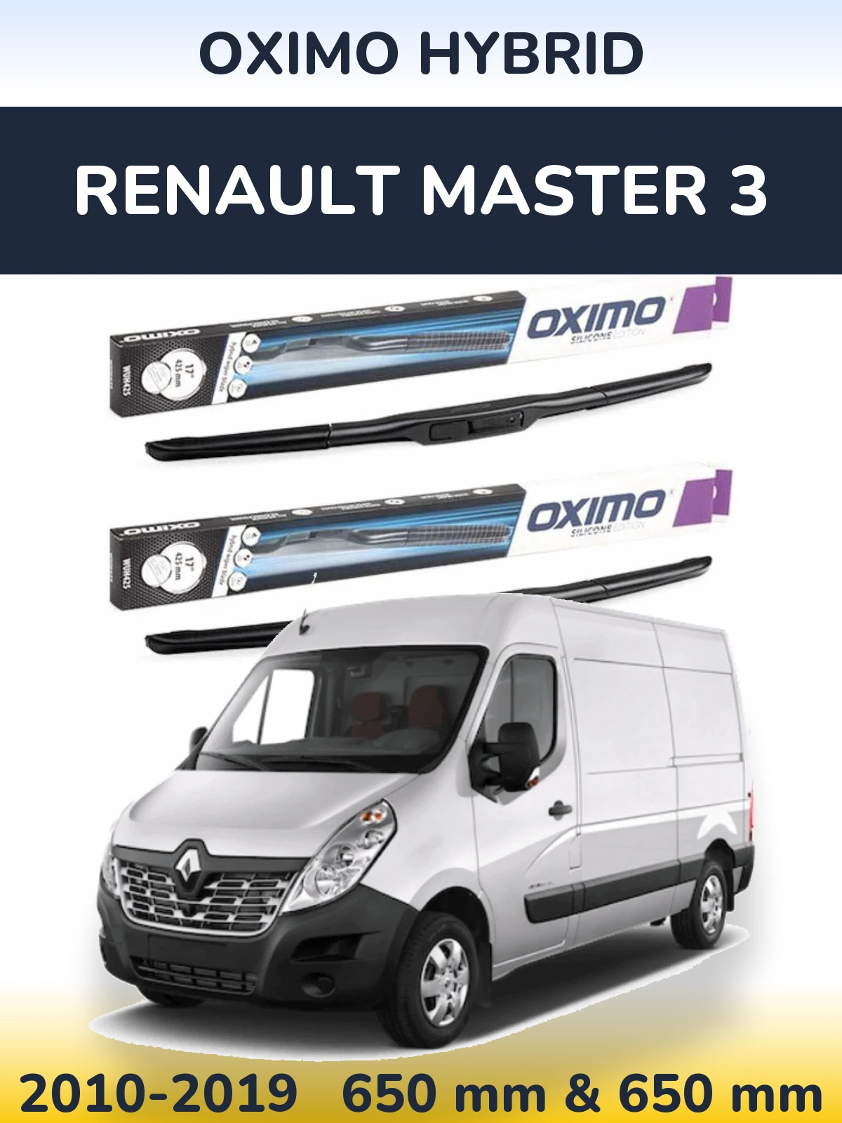Front wiper blade set Oximo Hybrid 650 & 650 мм for Renault Master 3 2010-2019