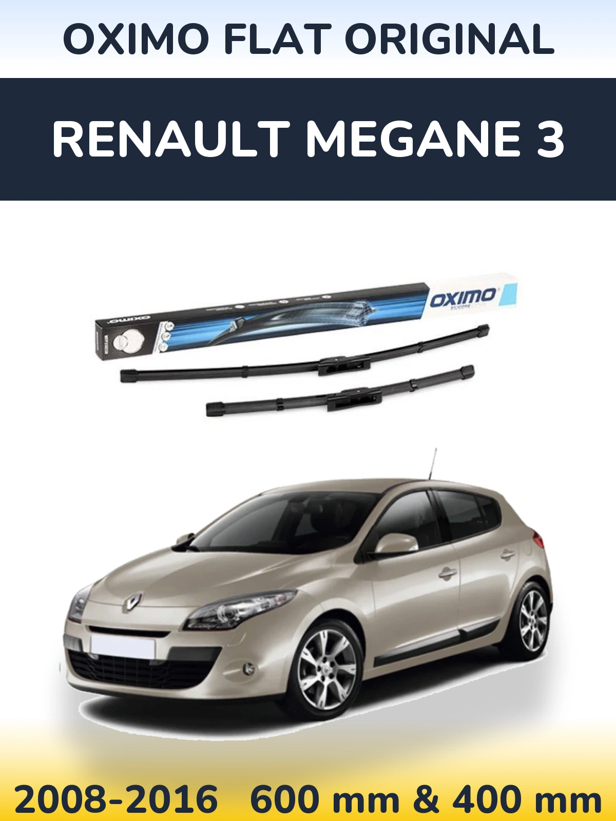 Front wiper blade set Oximo Flat Original 600 & 400 мм for Renault Megane 3 2008-2016