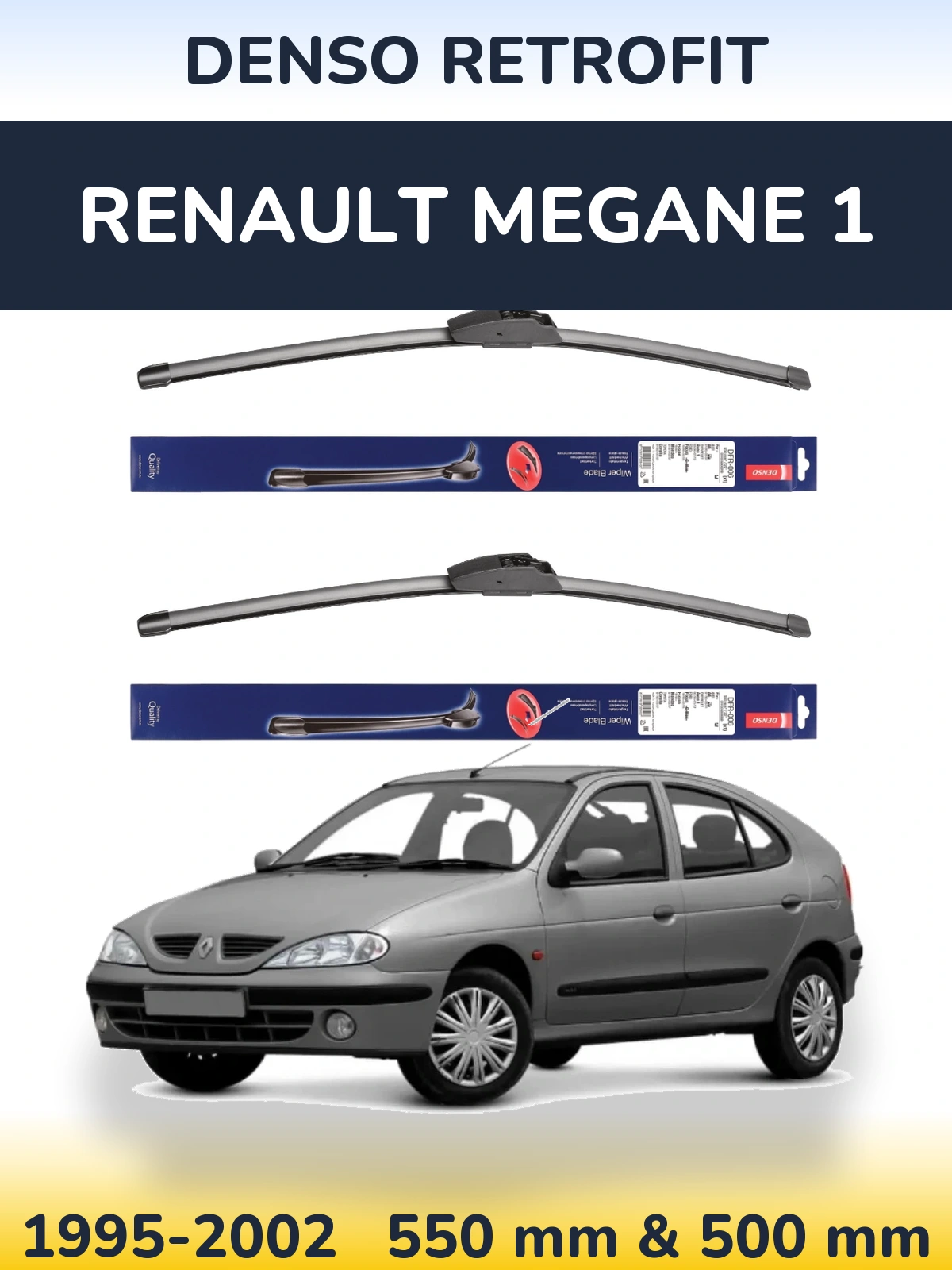 Komplet przednich wycieraczek Denso Retrofit 550 & 500 mm do Renault Megane 1 1995-2002