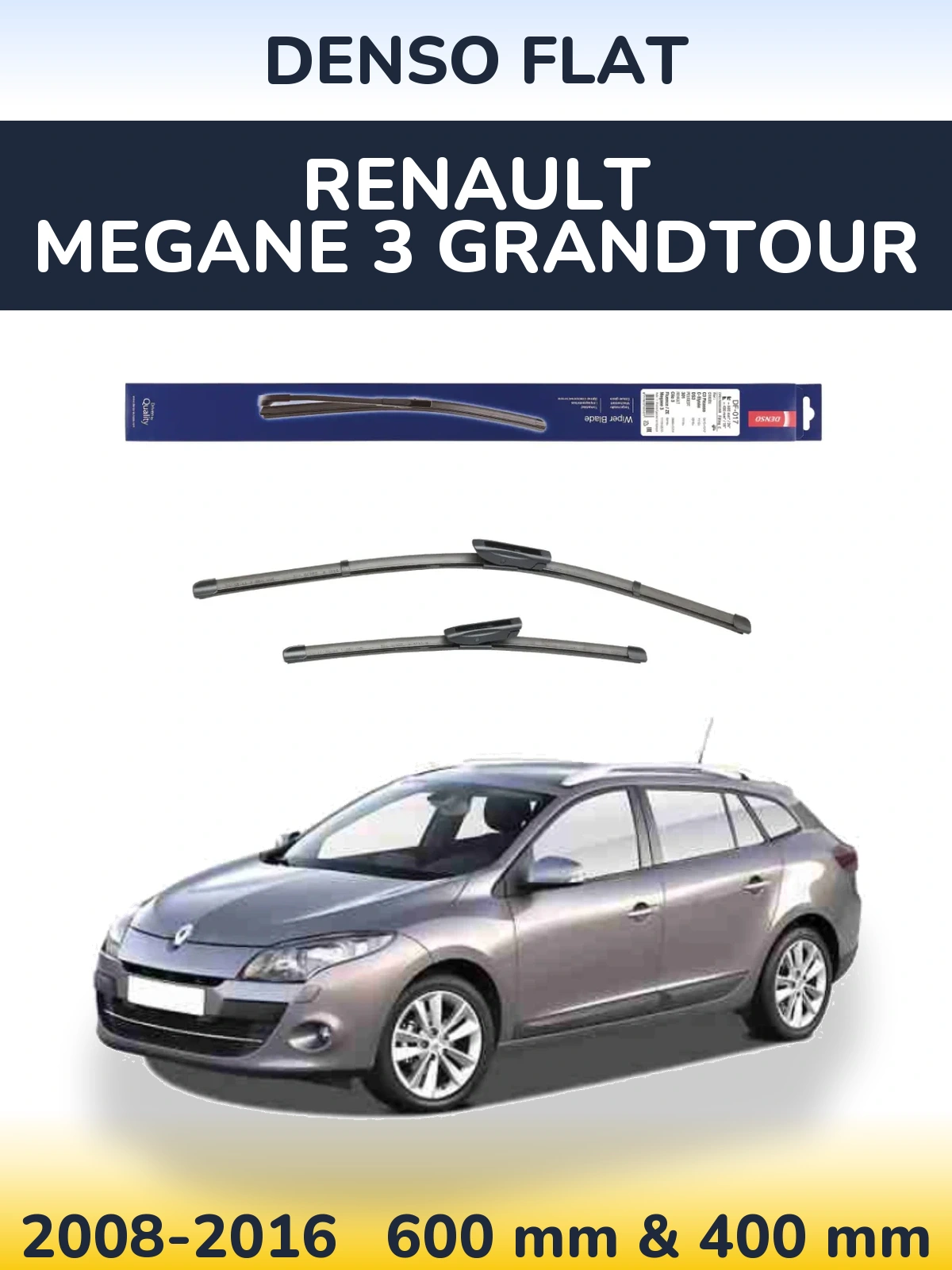 Комплект передних дворников Denso Flat 600 & 400 мм для Renault Megane 3 Grandtour 2008-2016