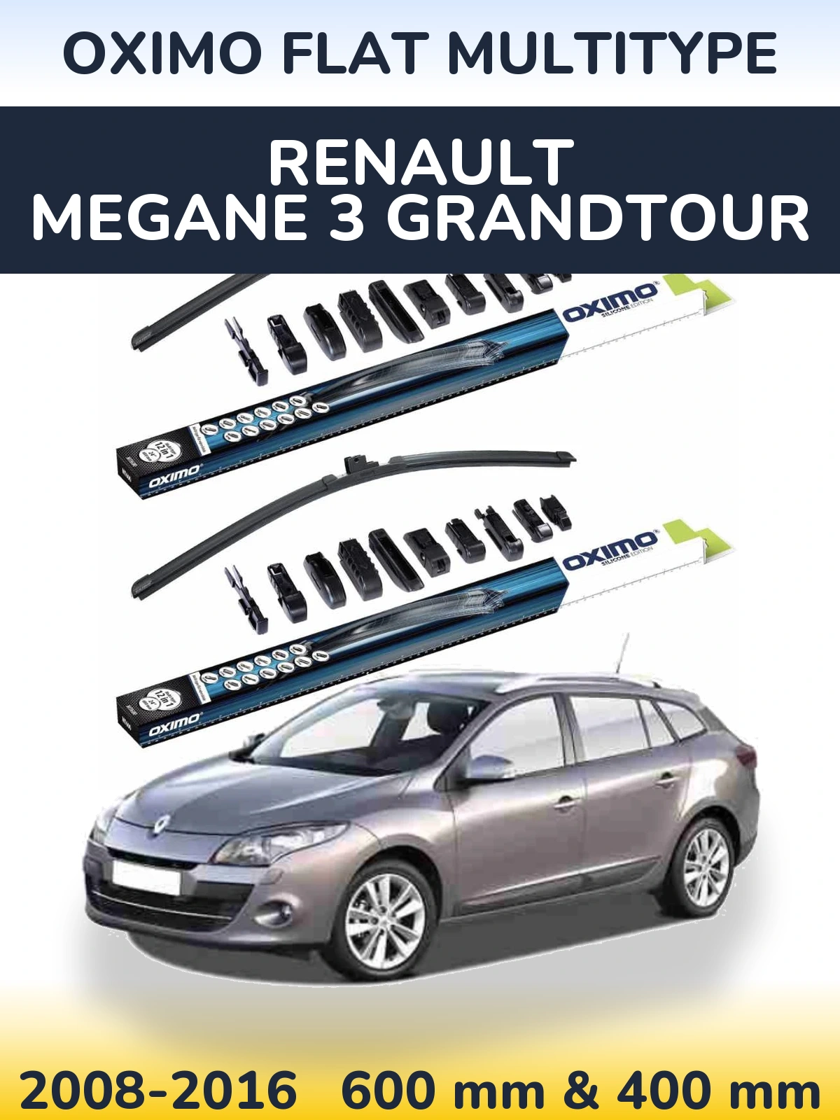 Komplet przednich wycieraczek Oximo Flat MultiType 600 & 400 mm do Renault Megane 3 Grandtour 2008-2016