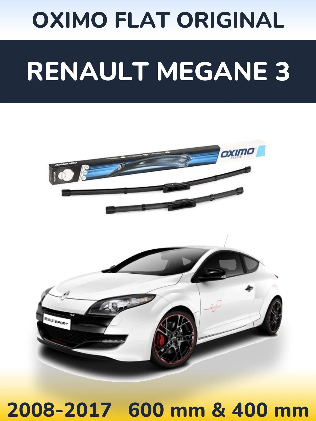 Комплект передніх щіток Oximo Flat Original 600 & 400 мм для Renault Megane 3 2008-2017