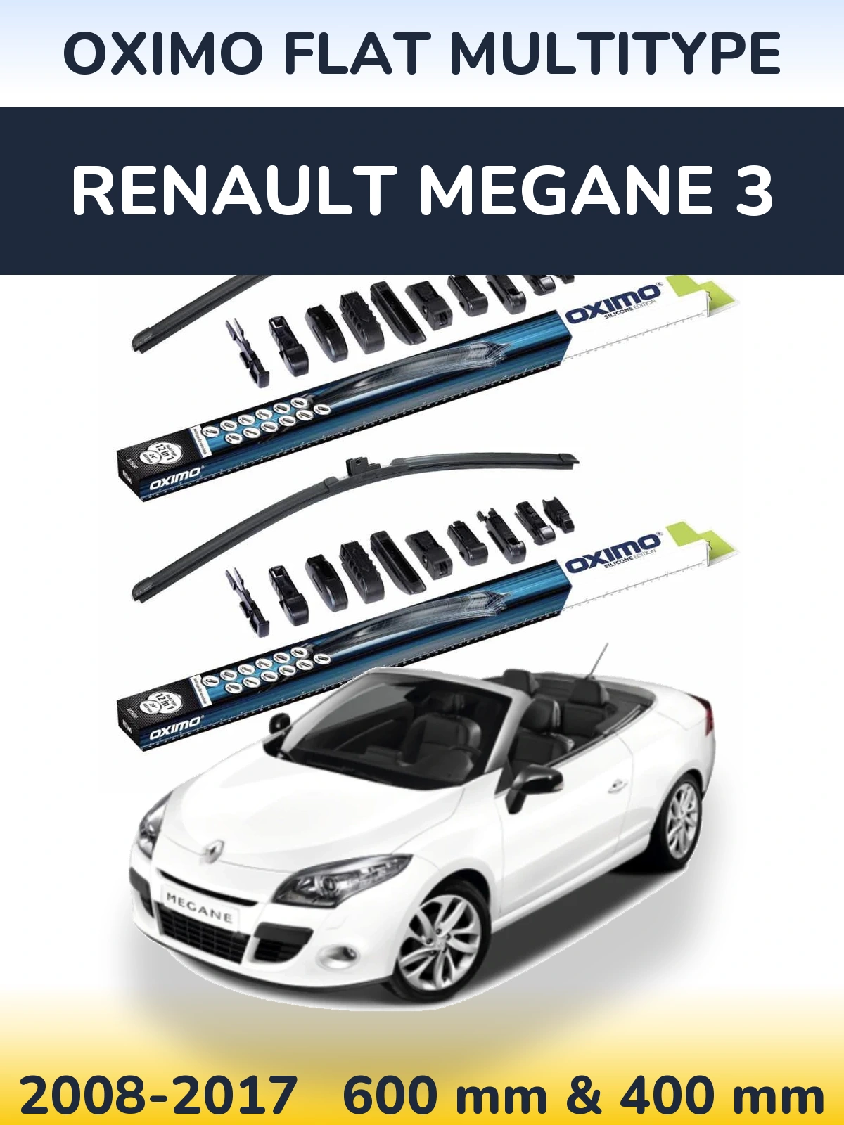 Front wiper blade set Oximo Flat MultiTypee 600 & 400 mm for Renault Megane 3 2008-2017