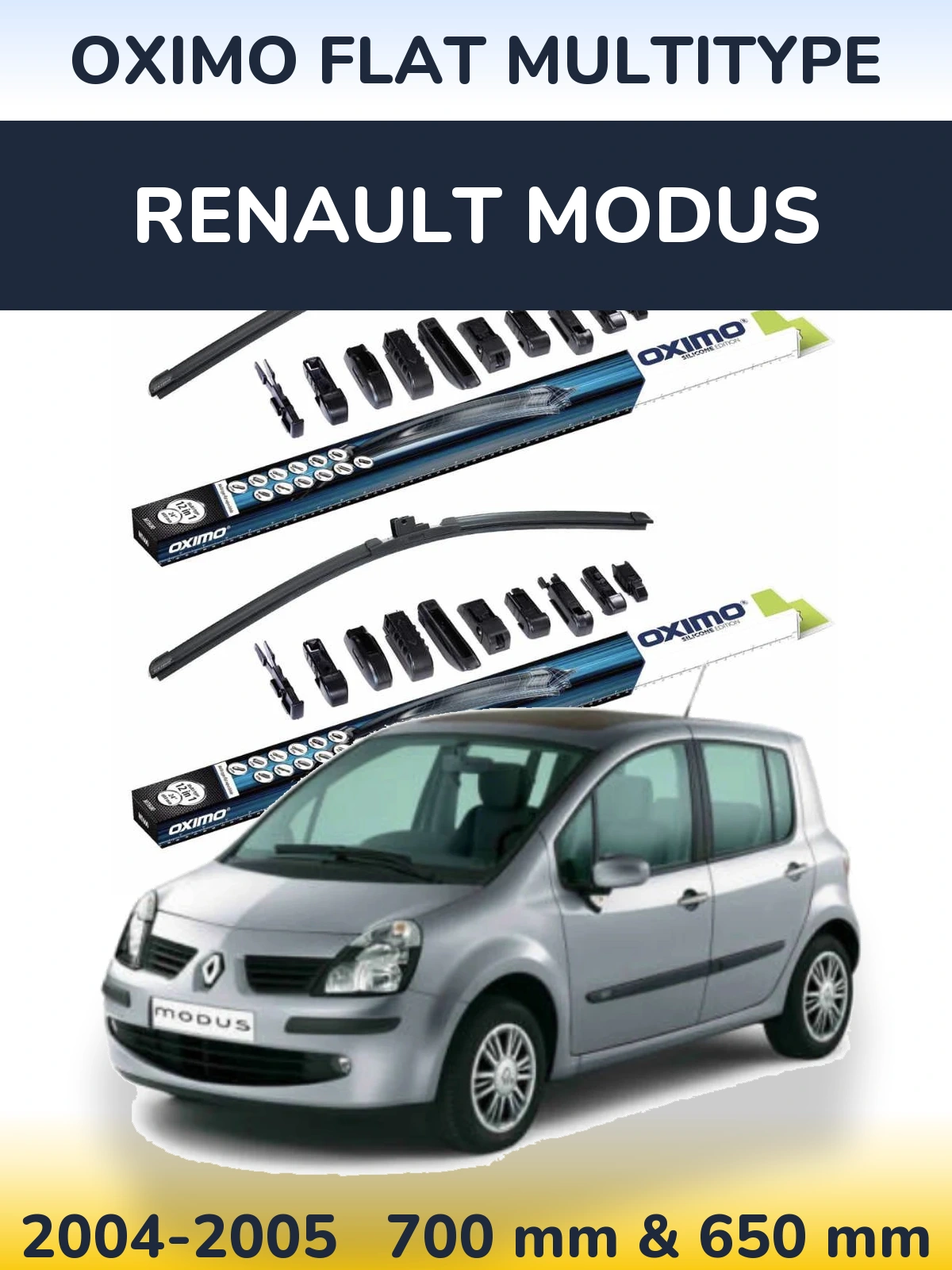 Front wiper blade set Oximo Flat MultiTypee 700 & 650 мм for Renault Modus 2004-2005