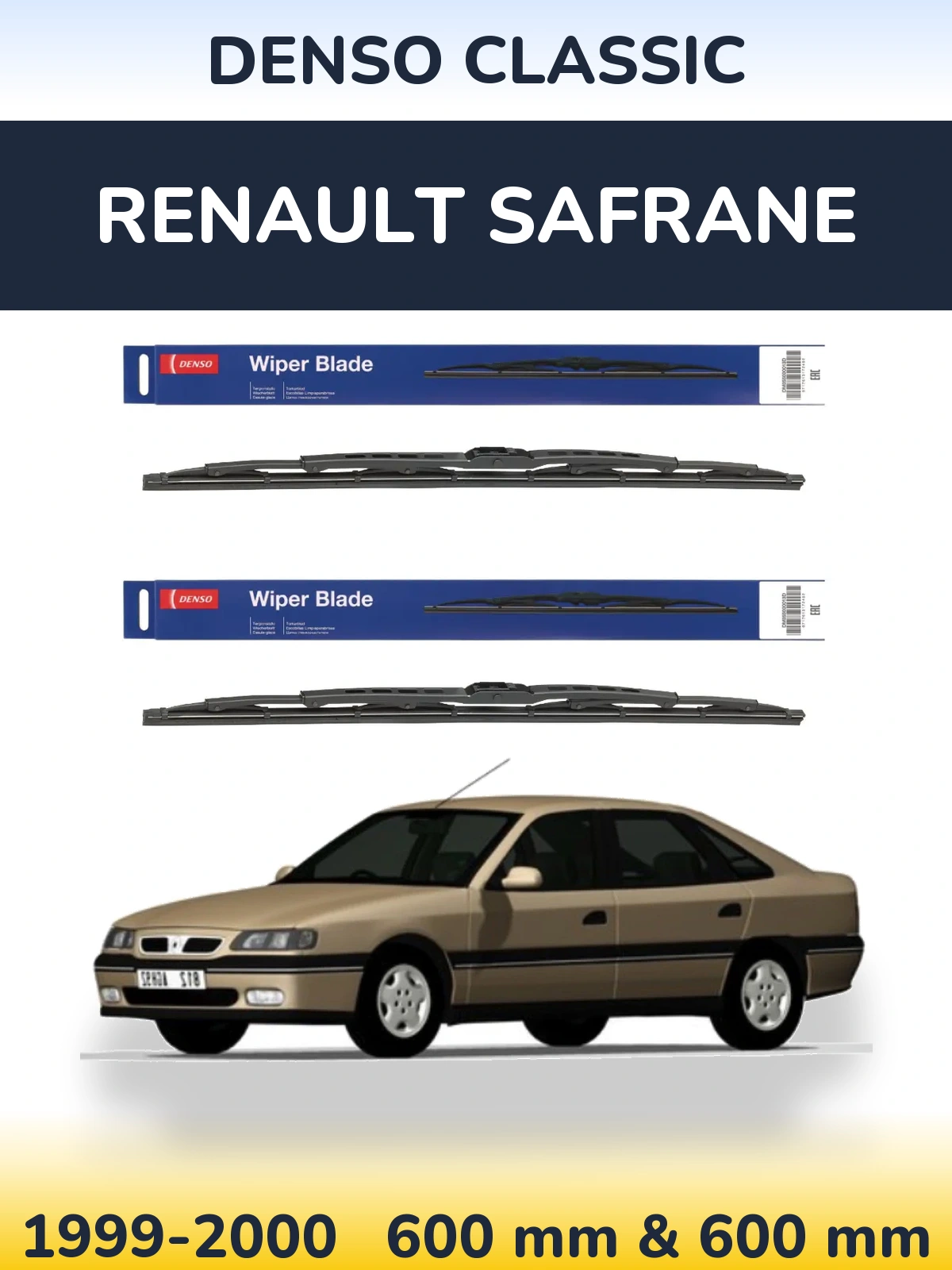 Komplet przednich wycieraczek Denso Classic 600 & 600 mm do Renault Safrane 1999-2000