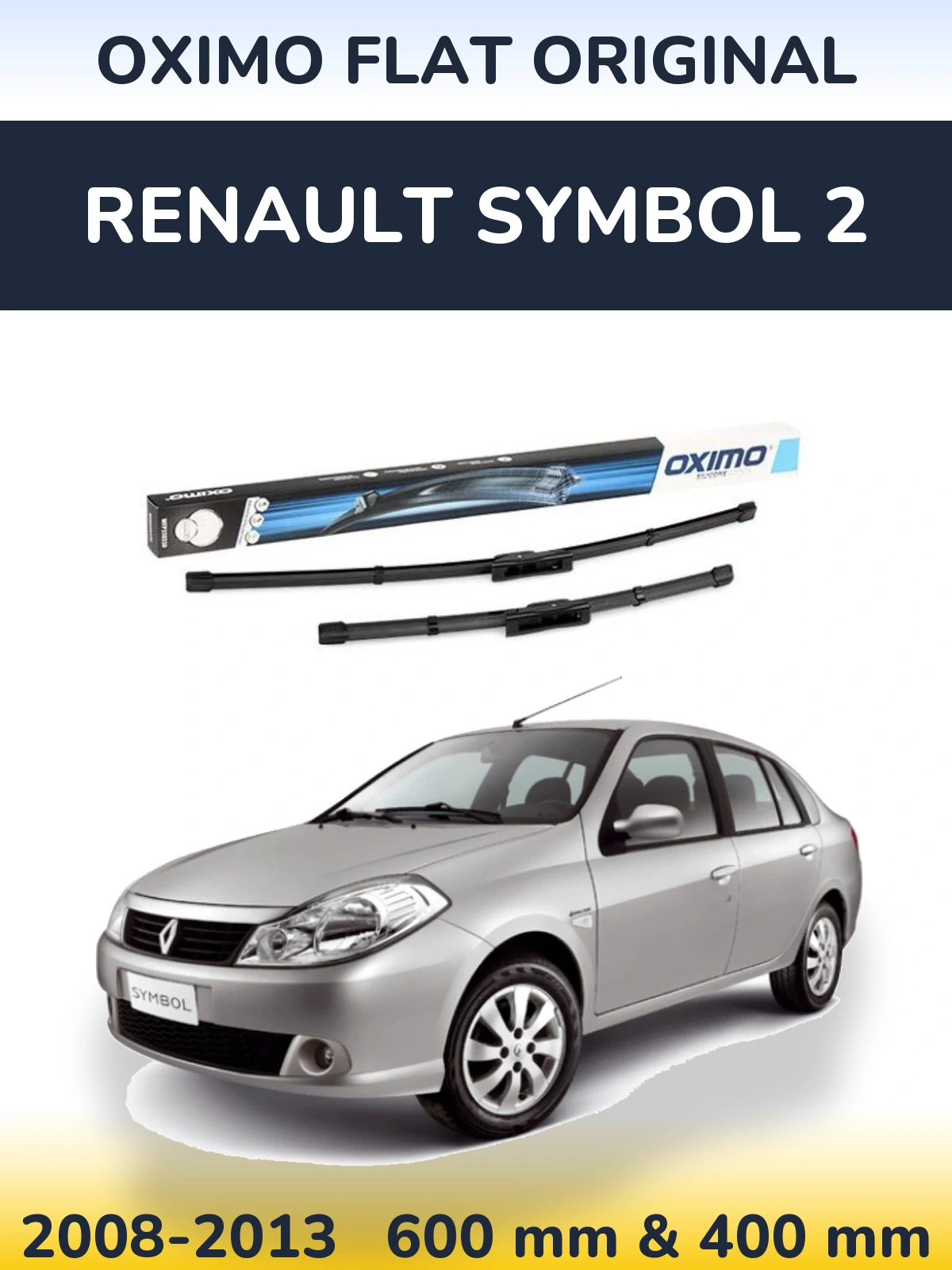 Front wiper blade set Oximo Flat Original 600 & 400 мм for Renault Symbol 2 2008-2013