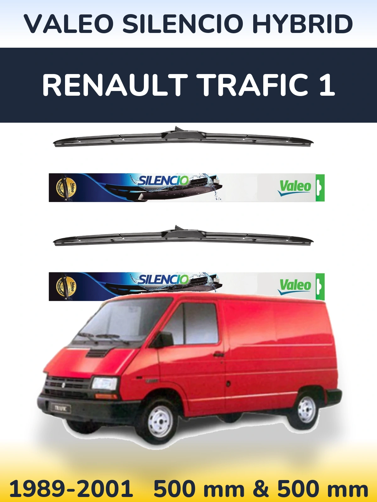 Комплект передних дворников Valeo Silencio Hybrid 500 & 500 мм для Renault Trafic 1 1989-2001
