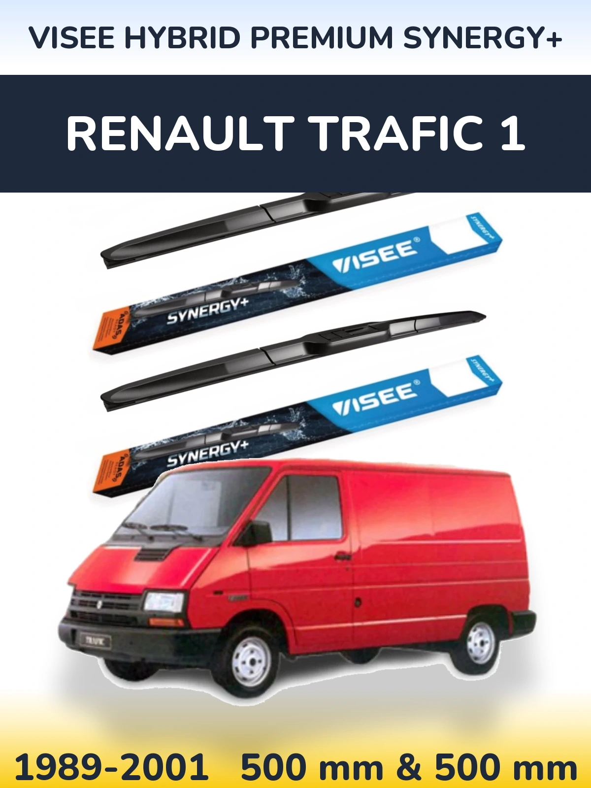 Комплект передних дворников VISEE HYBRID PREMIUM SYNERGY+ 500 & 500 мм для Renault Trafic 1 1989-2001